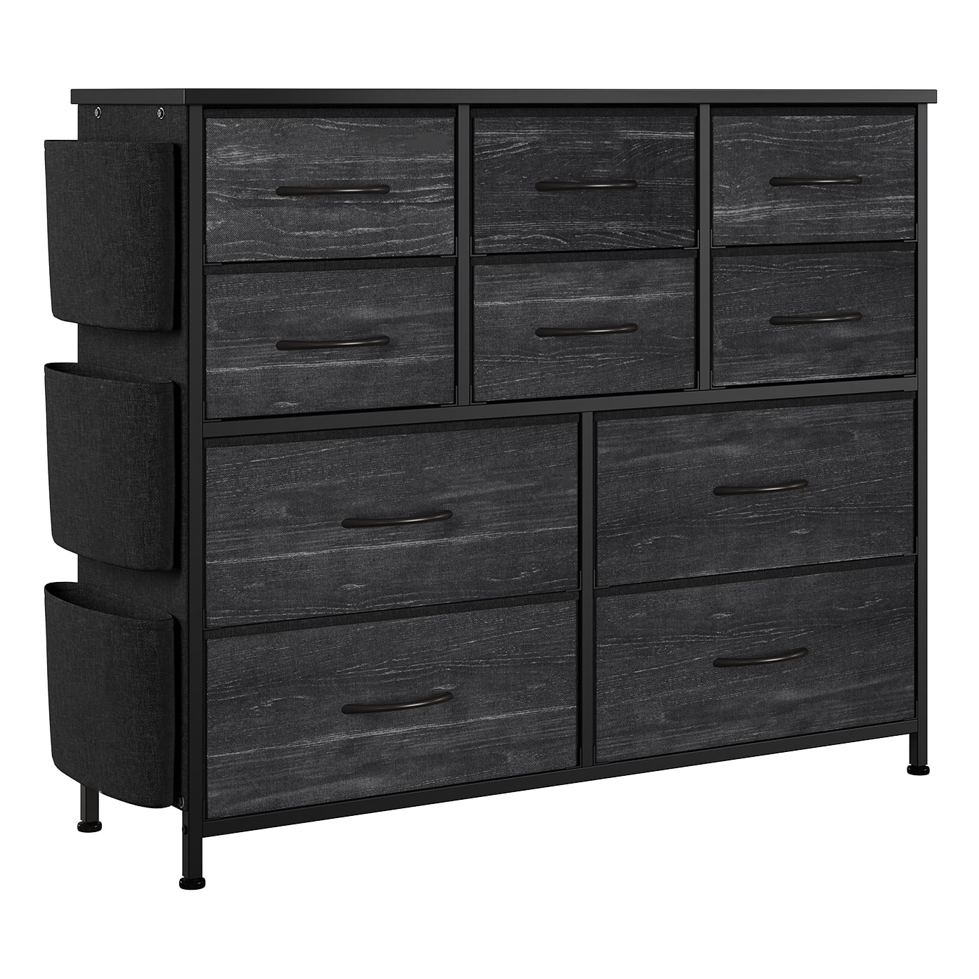 Zzistar 10 Drawers Dresser, Wood Top Dresser Chests of Drawers Storage Organizer Unit with Fabric Drawer - Inhomebuy