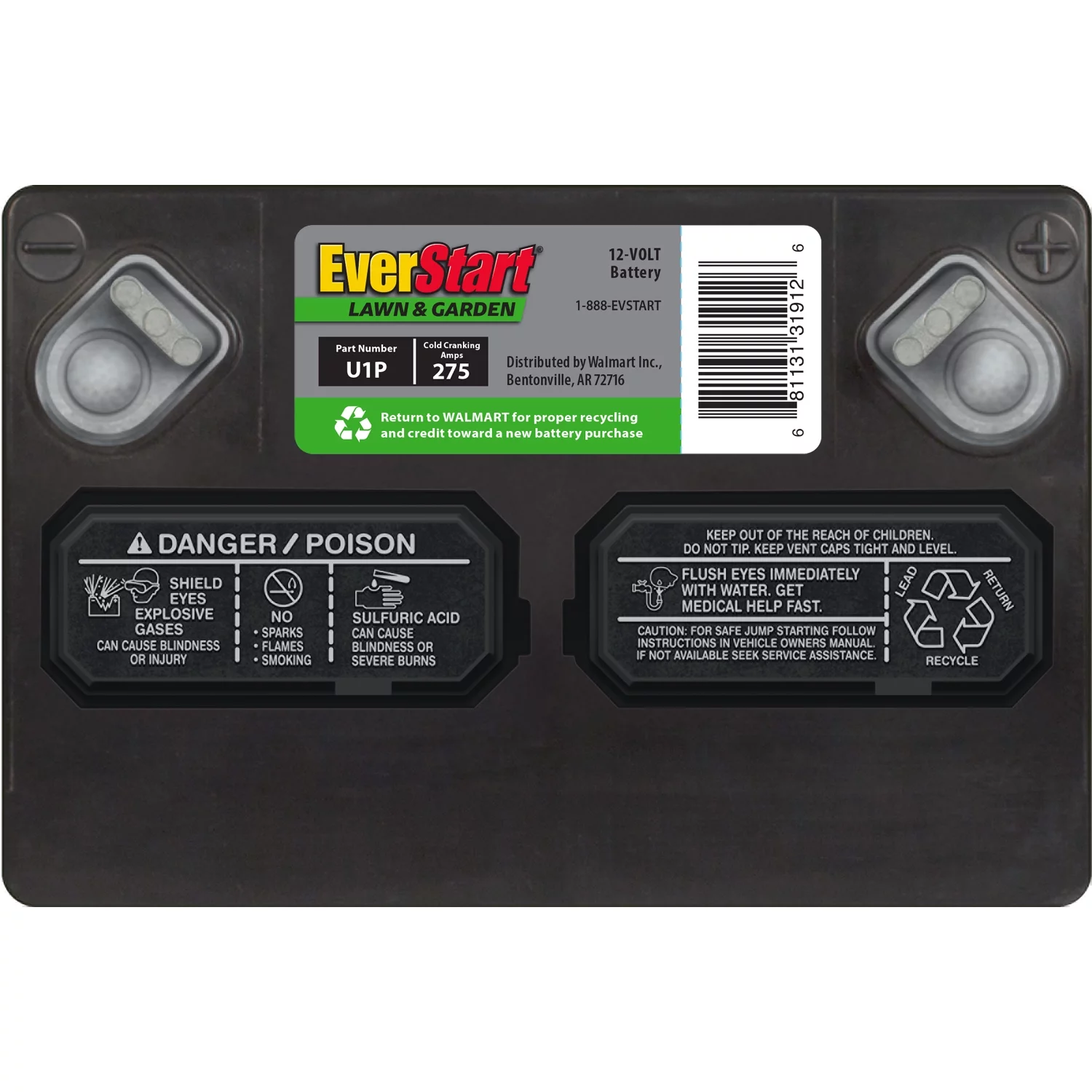 EverStart Lawn and Garden Lead Acid Battery, Group Size U1P 12 Volt, 275 CCA - Inhomebuy