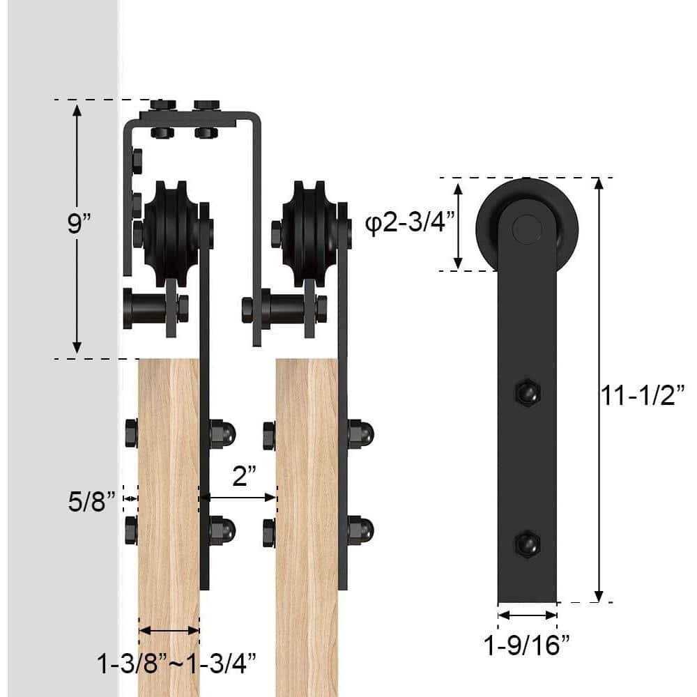 WINSOON Sliding Barn Door Hardware Bypass Double Door Kit for Double Wooden Doors Closet Kitchen Kit - Inhomebuy