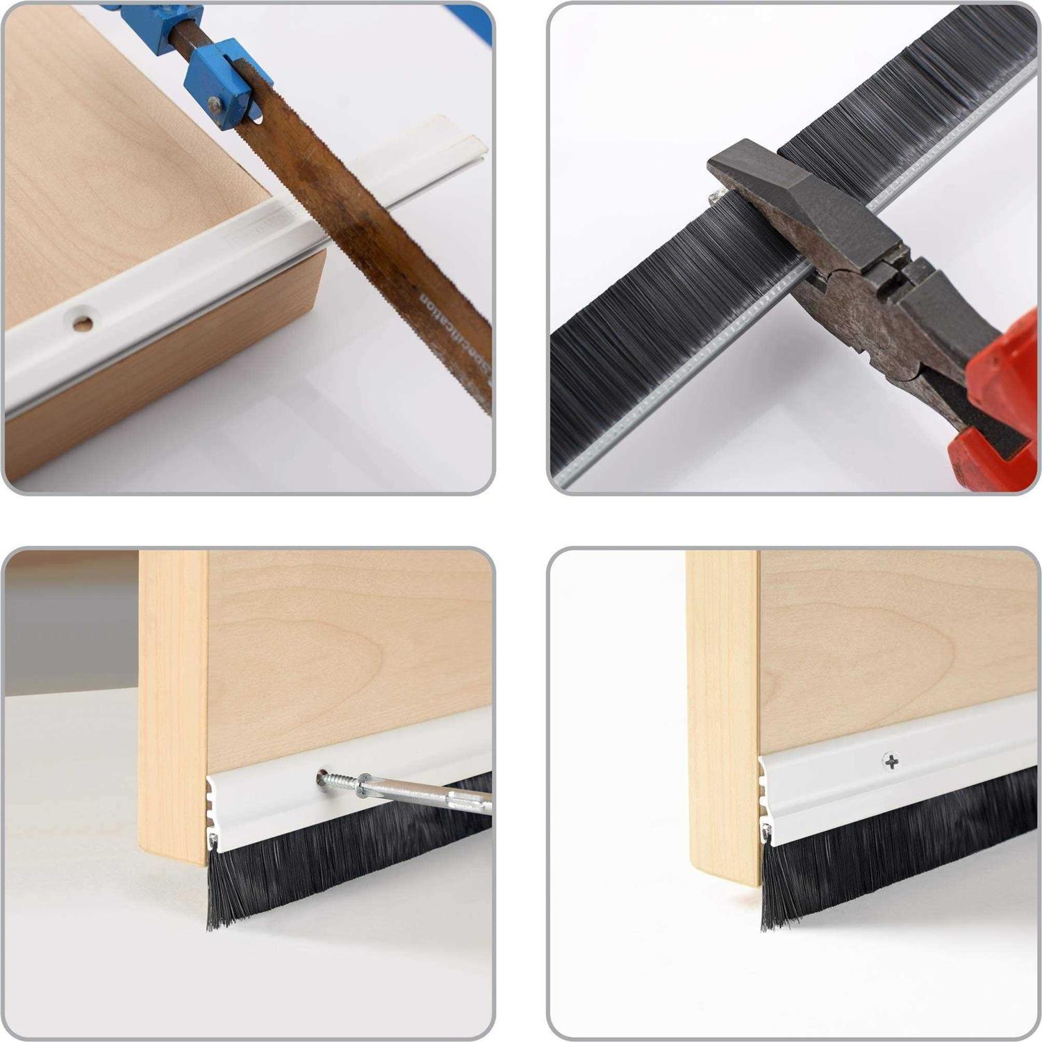 Deco Window Door Seal Draft Stopper Weather Stripping Sound Blocker with Aluminium Plate & Nylon Brush Door Sweep - Inhomebuy