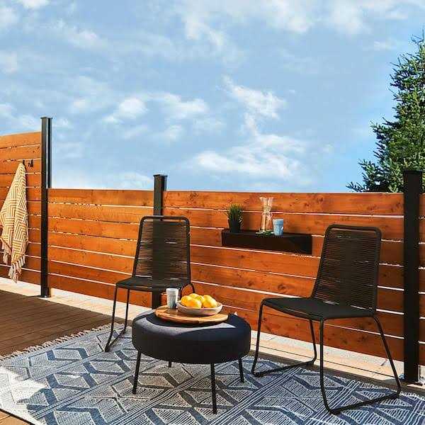 HOFT 96 in. Black Aluminum in-Ground Fence Line Post and Hardware - Inhomebuy