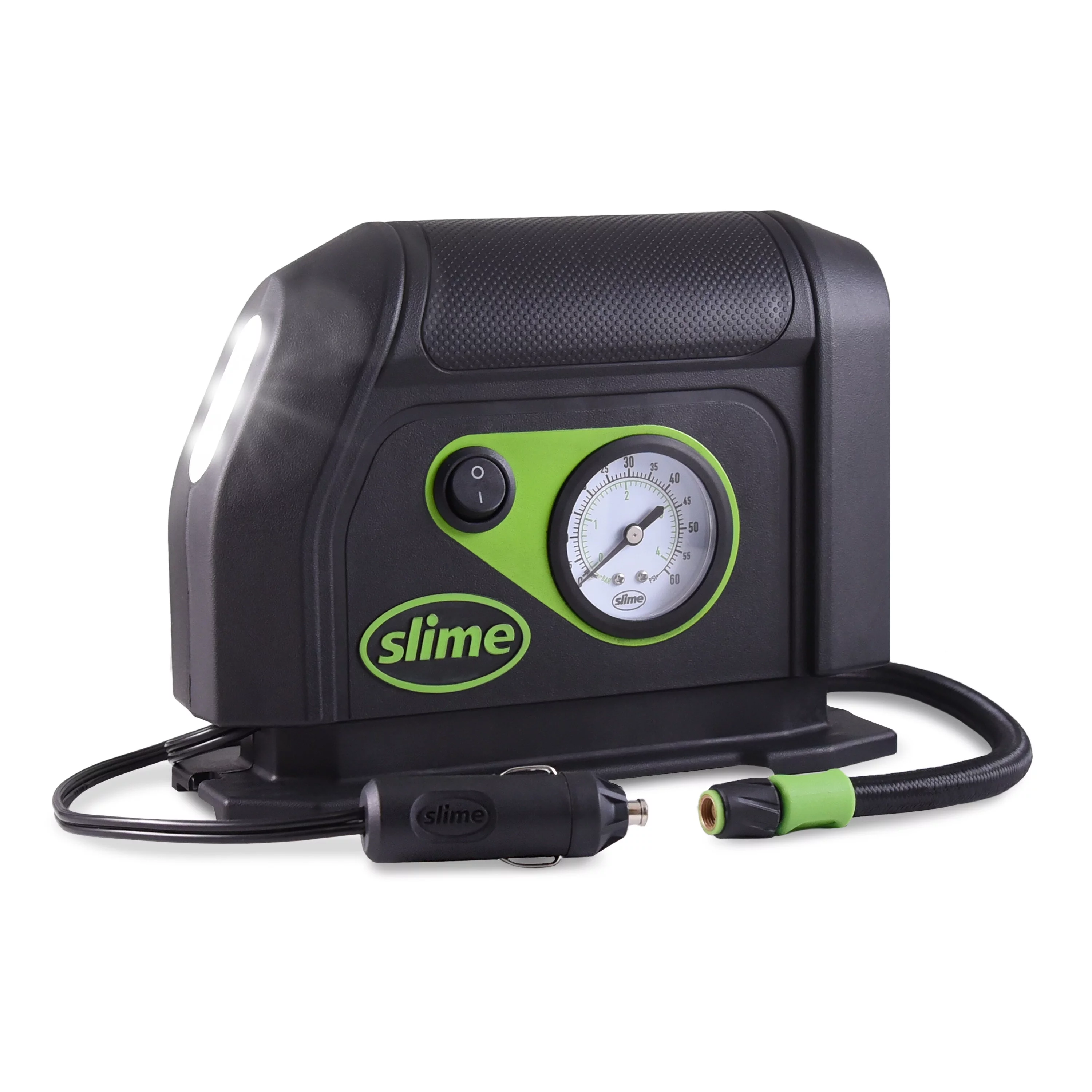 Slime Tire Inflator, Portable Car Air Compressor, 100 Psi Dial Gauge, 8 min Inflation - 40050w - Inhomebuy