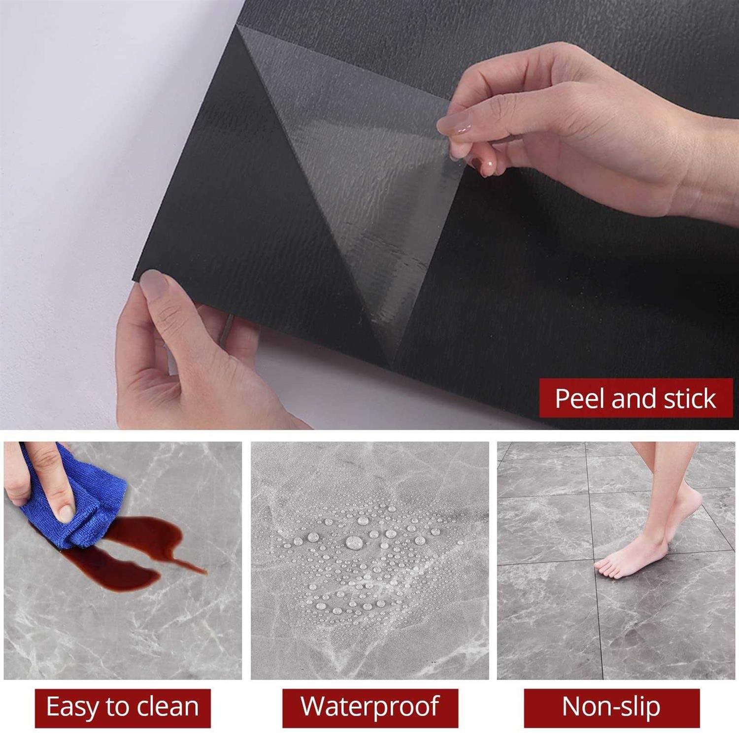 WESTICK Peel and Stick Floor Tile Bathroom Self Adhesive Vinyl Flooring Durable Floor Tiles Peel and Stick Waterproof Removable - Inhomebuy