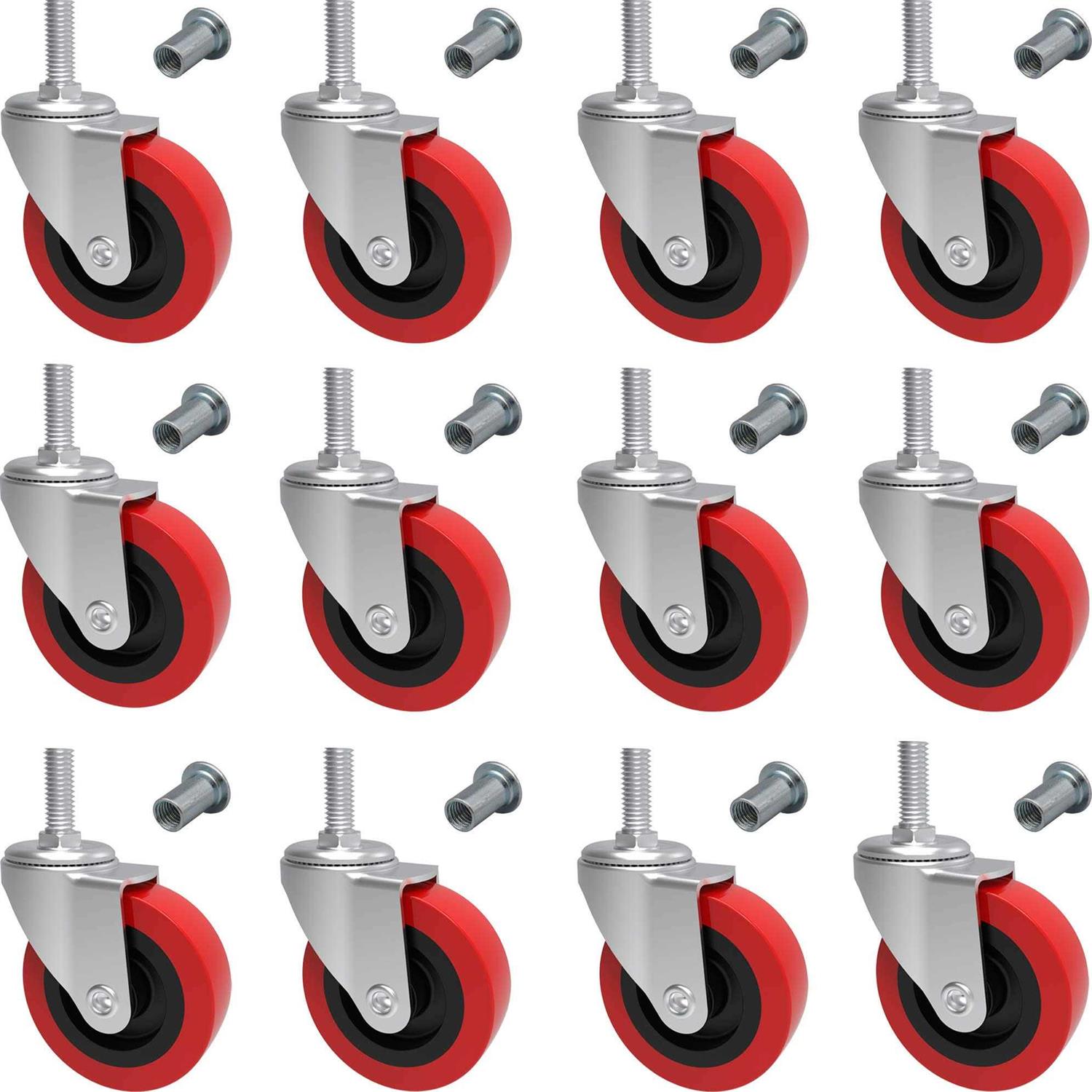 MySit 6 Pack Creeper Wheels 2.5 Inch Heavy Duty Swivel Caster Wheel Creeper Service Cart Stool Post Mount - Inhomebuy
