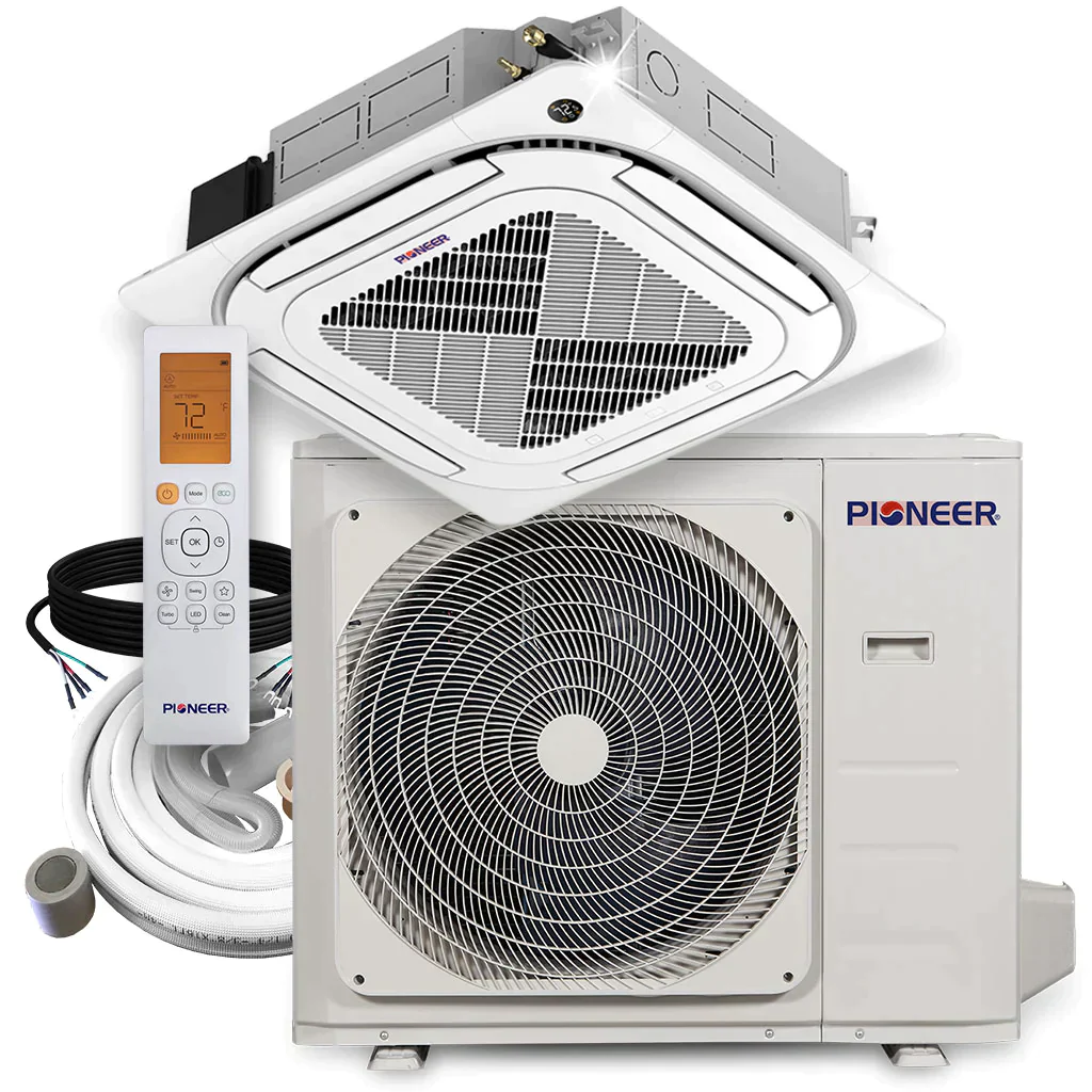Pioneer® 36,000 BTU 18.2 SEER 8-Way Slim Cassette Mini-Split Air Conditioner Heat Pump System with 33 ft. Line Sets, CYB036GMFILCBD-33 - Inhomebuy