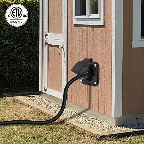 EilxMag 15 Amp RV Shore Power Inlet 125V Flanged Inlet Power Inlet Port Plug NEMA 5-15P RV Outlet with Integrated Dual 18 Cord - Inhomebuy