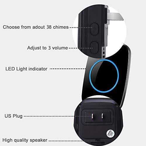 Wireless Doorbell 2 Push Buttons 2 Receivers Physen Waterproof Door Chime Kit Operating at 1300-ft - Inhomebuy