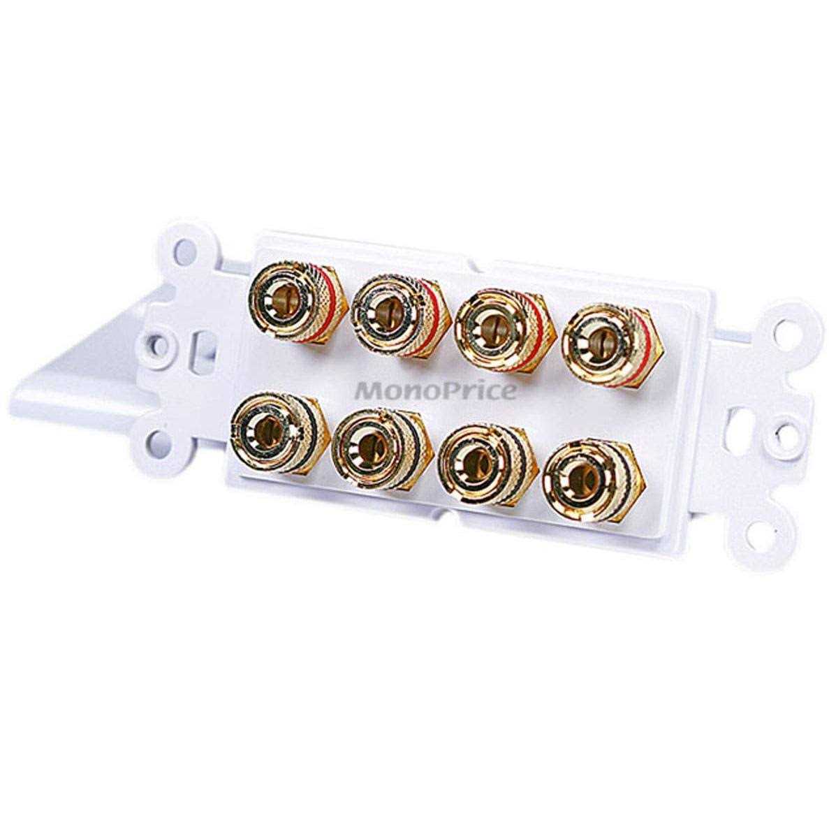 Monoprice High Quality Banana Binding Post Two-Piece Inset Wall Plate for 2 Speakers - Inhomebuy