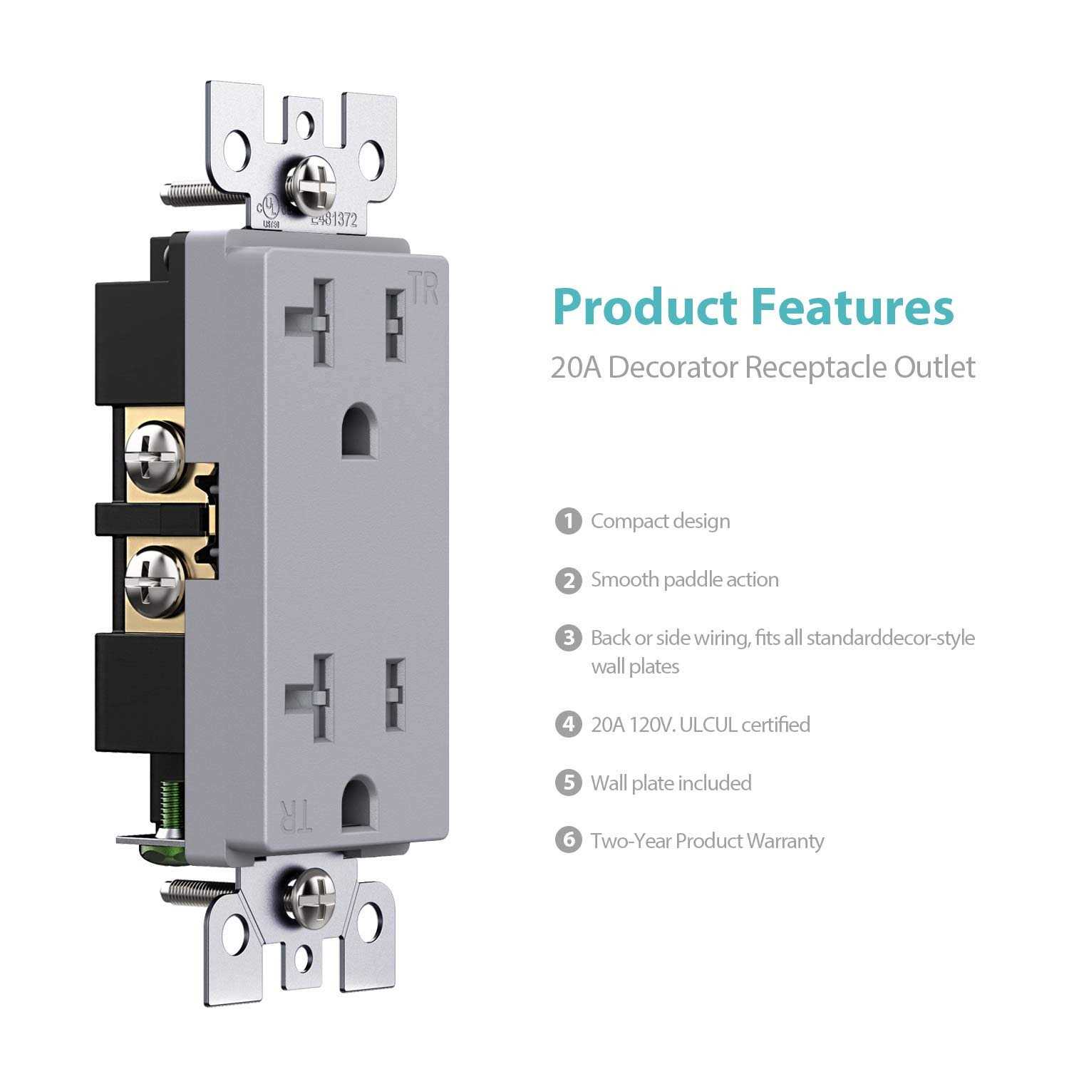 WEBANG Decorator Electrical Wall Outlet Tamper-Resistant Duplex Receptacle - Inhomebuy
