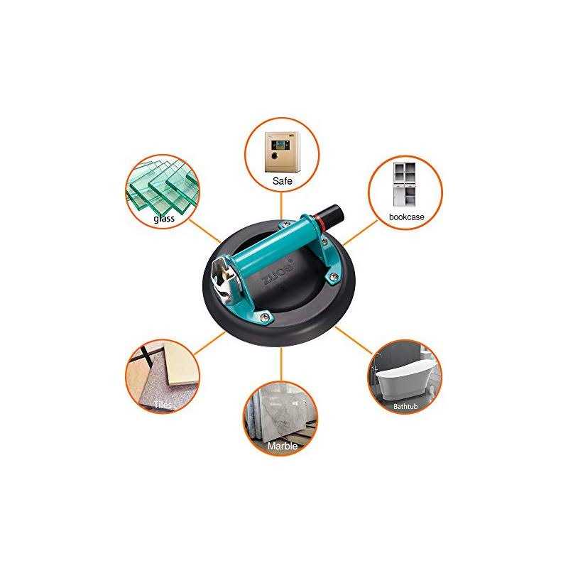 Zuos 8 Glass Suction Cup for Granite & Glass Lifting, Vacuum Suction Cup Vacuum Glass Lifter with Metal Handle and Abs Pump - Inhomebuy