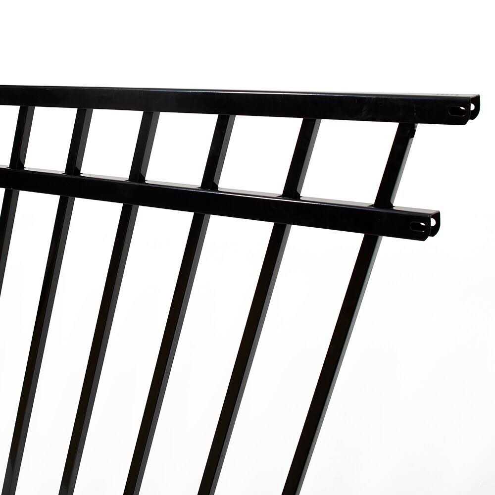 Fortress Versai H x 7.5 ft. W Gloss Black Steel Flat Top Design Fence Panel - Inhomebuy