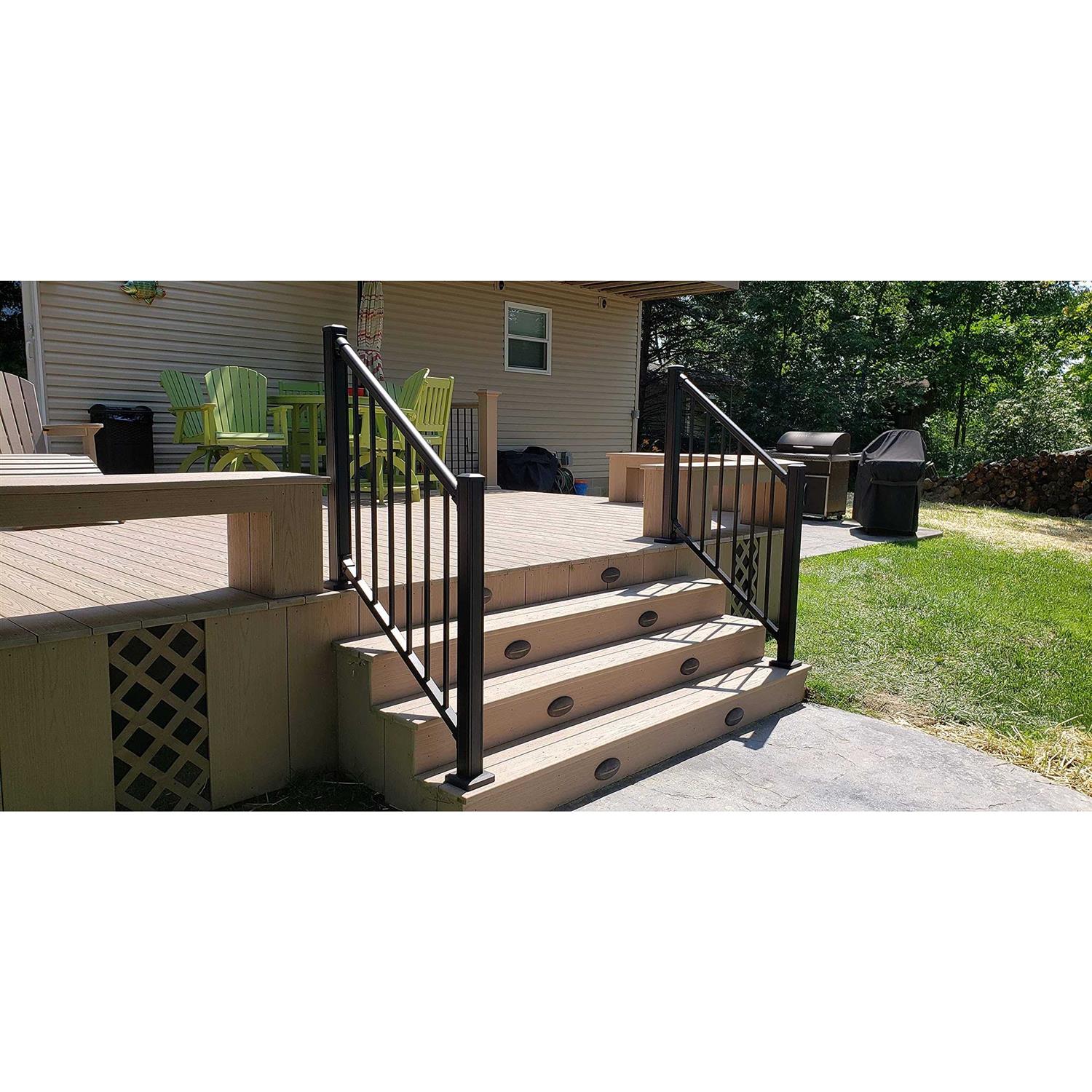 Weatherables Stanford 36 in. H x Textured White Aluminum Stair Railing Kit - Inhomebuy