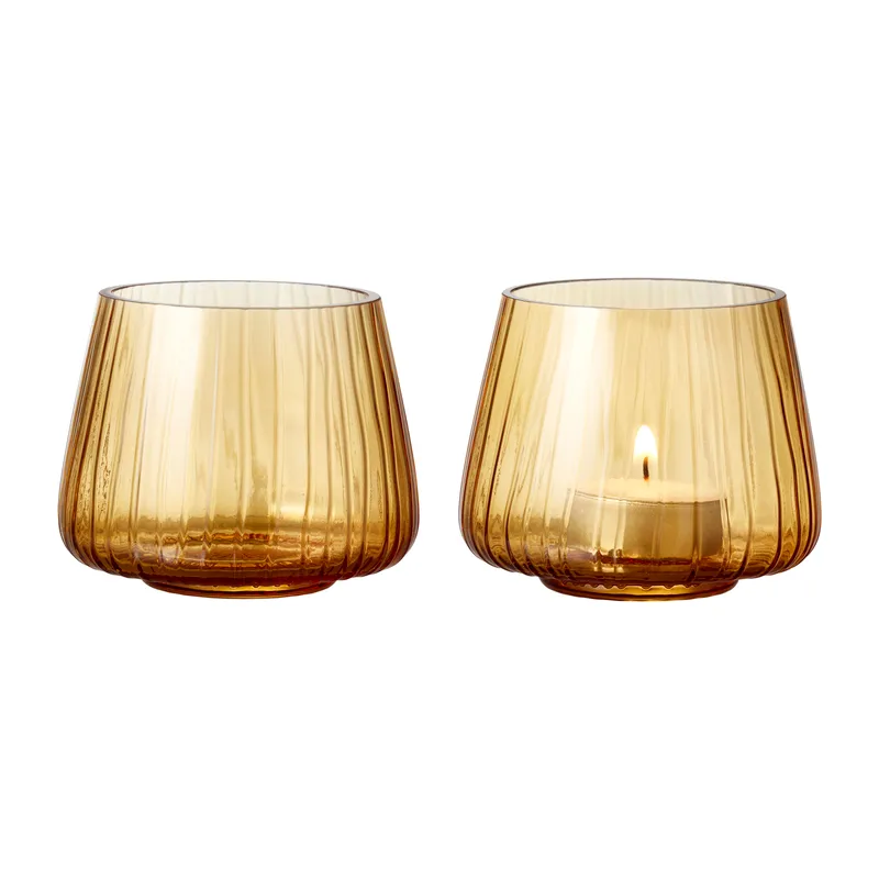 Candlelight Kusintha Votive Height 7.5 cm 2 Pcs Amber - Inhomebuy