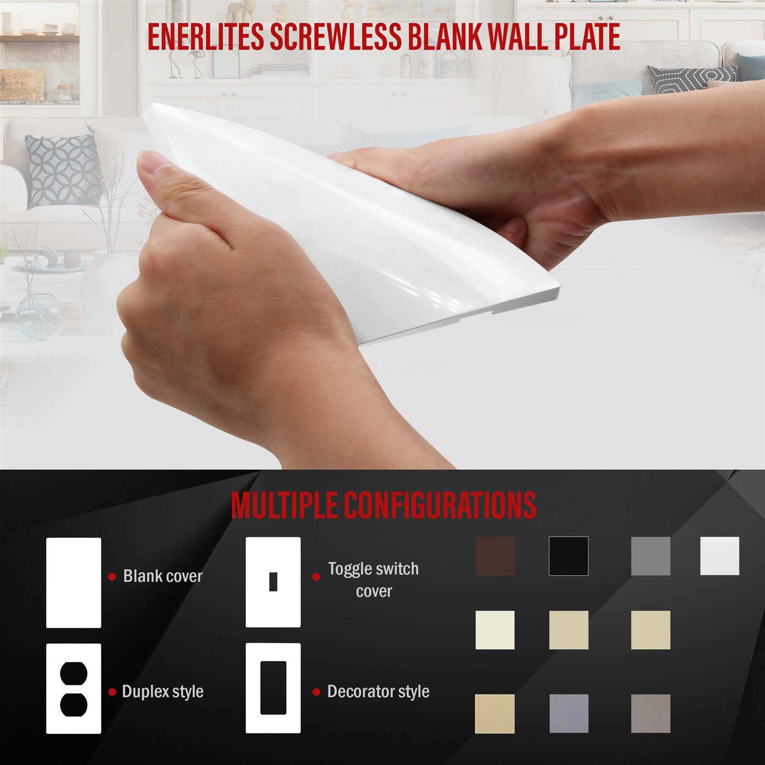 Enerlites Screwless Blank Wall Plate Child Safe Blank Device Outlet Cover - Inhomebuy