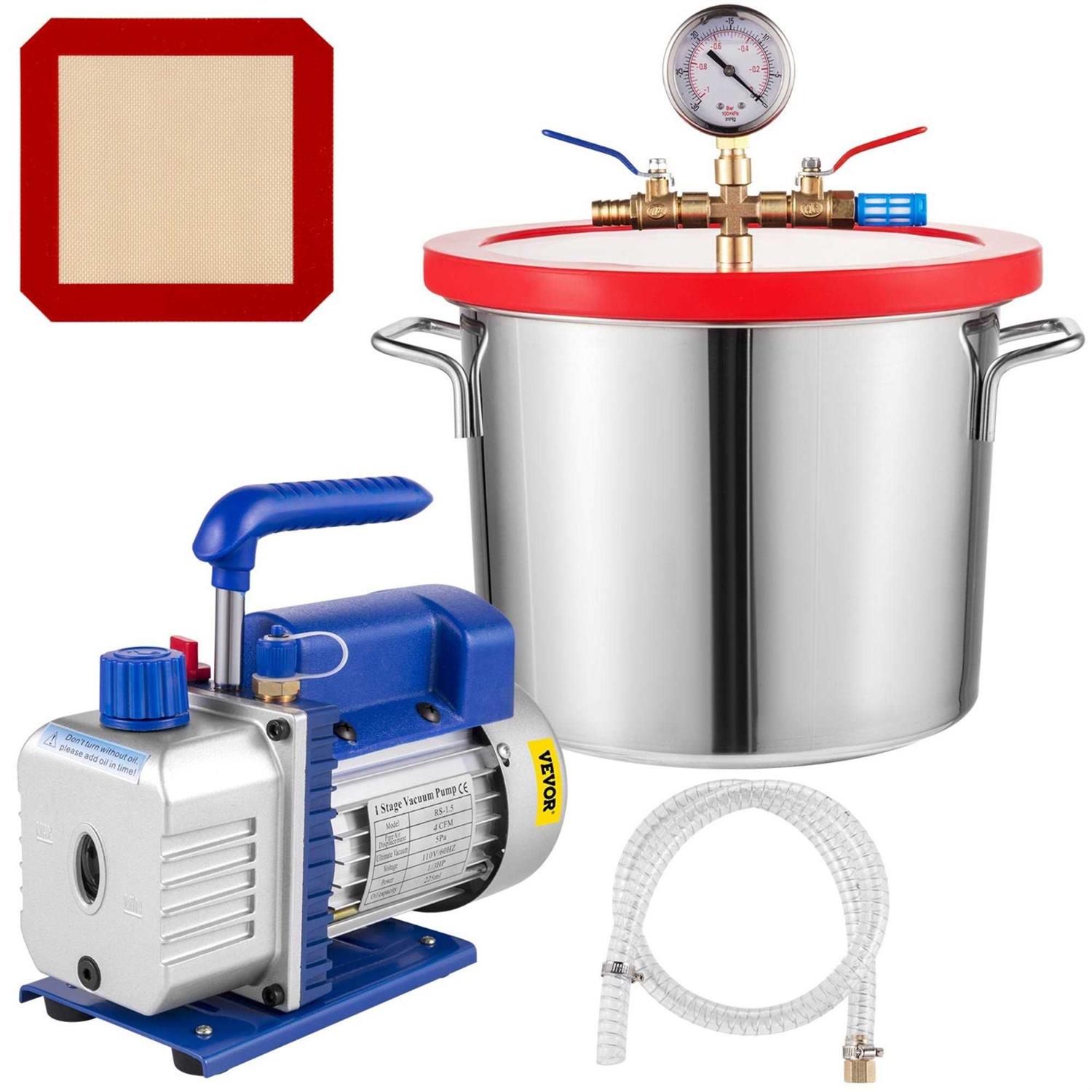 VEVOR Vacuum Pump 12 CFM 1 HP Double Stage Air Conditioning Vacuum Pump 110V Ultimate Vacuum Refrigerant Hvac VP280ZKB000000001V1 - Inhomebuy