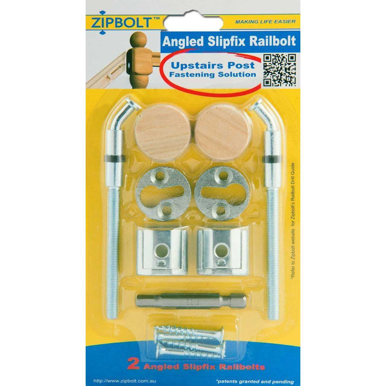 Zipbolt Angled Handrail to Newel Post Connector — 11.560 Angled Staircase Railbolt for Lower Connection Acute Angle Post Fastener - Inhomebuy