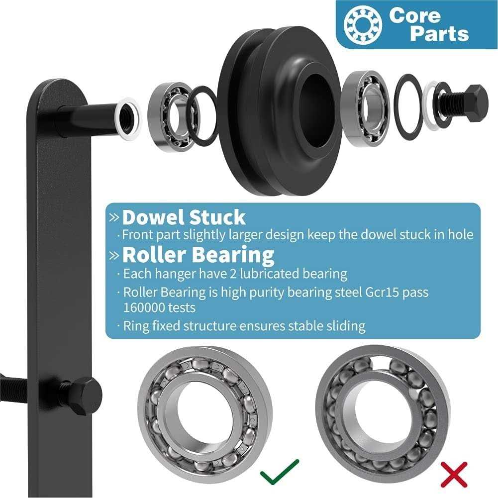 WINSOON Single Track Bypass Barn Door Hardware Double Doors Kit - Inhomebuy