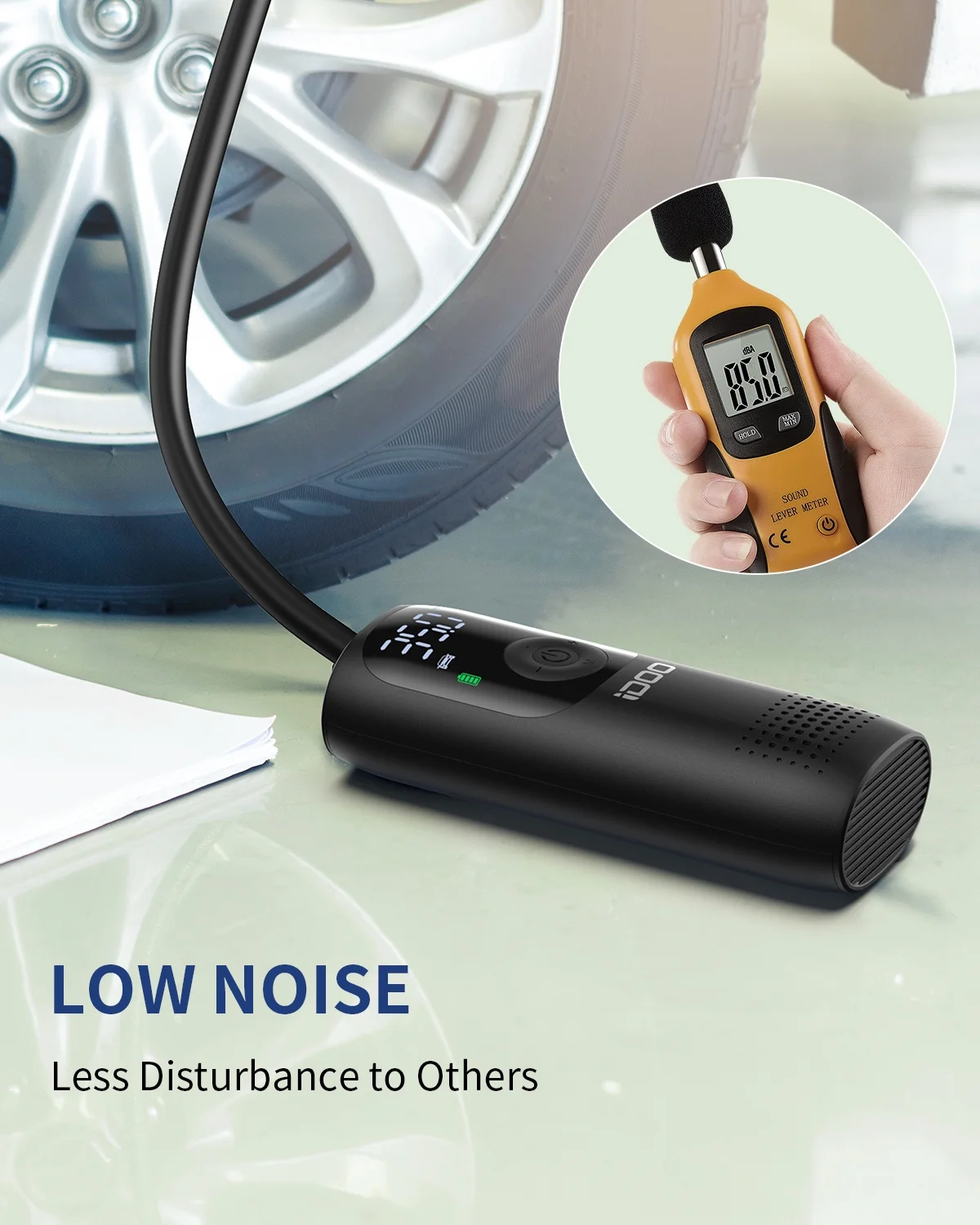 iDOO 150PSI Cordless Tire Inflator 4000mAh Portable Air Compressor Fits Car/Bicycle/Motorcycle Tires Balls - Inhomebuy