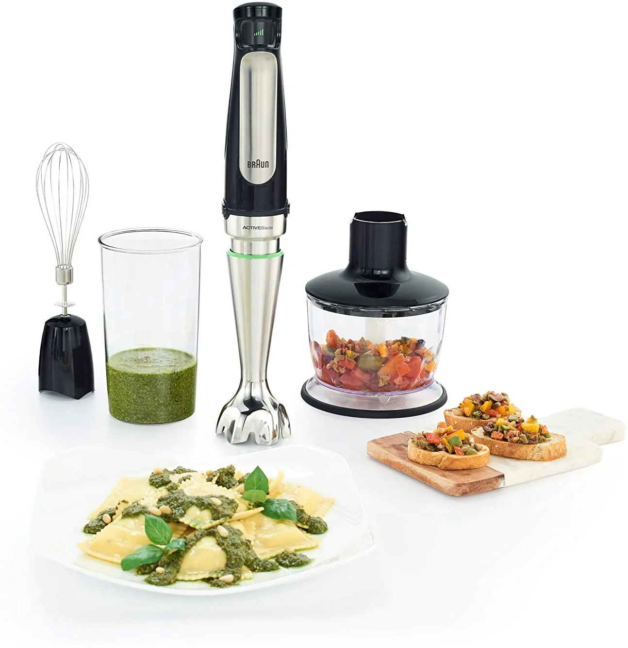 Braun MultiQuick Immersion Hand Blender with 2-Cup Food Processor, Whisk, Beaker: 500W, black | MQ7035 - Inhomebuy