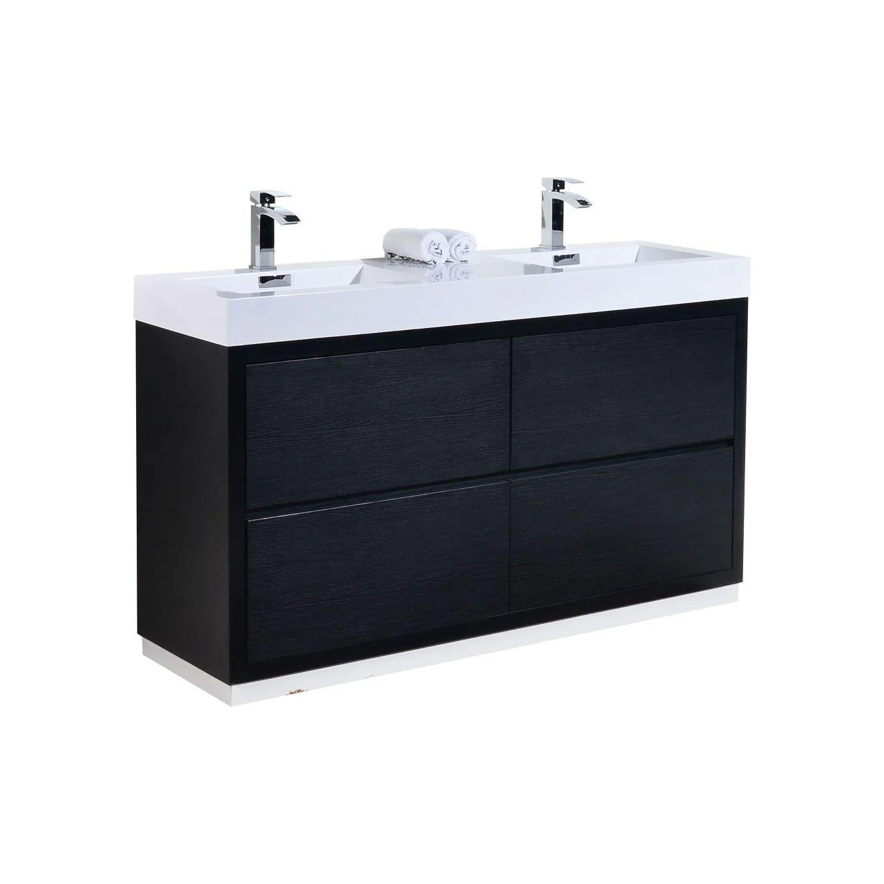 KubeBath Bliss 60 in. Double Sink Free Standing Modern Bathroom Vanity - Black, FMB60D-BK - Inhomebuy