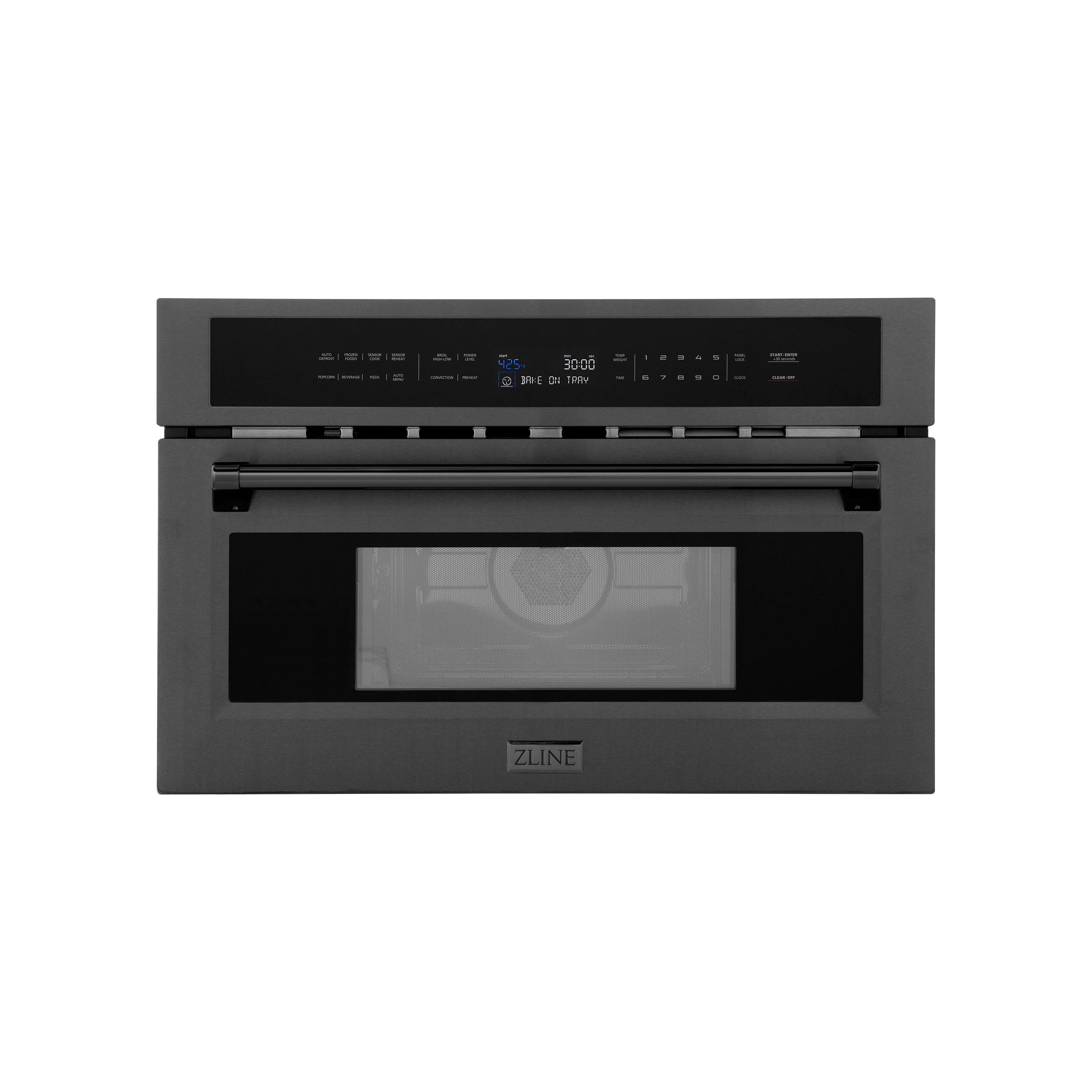 ZLINE 30 In. 1.55 cu ft. Built-in Convection Microwave Oven in Black Stainless Steel with Speed and Sensor Cooking, MWO-30-BS - Inhomebuy