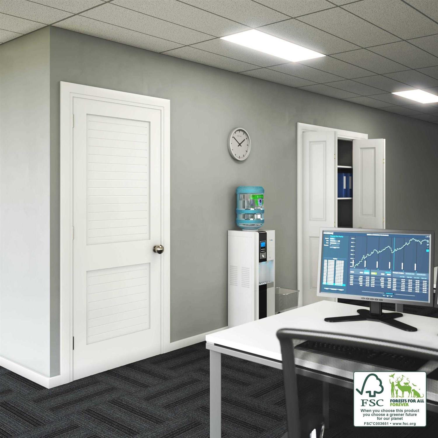 EightDoors 80-in White Finished Louver Solid Core Prefinished Pine Wood Slab Door - Inhomebuy