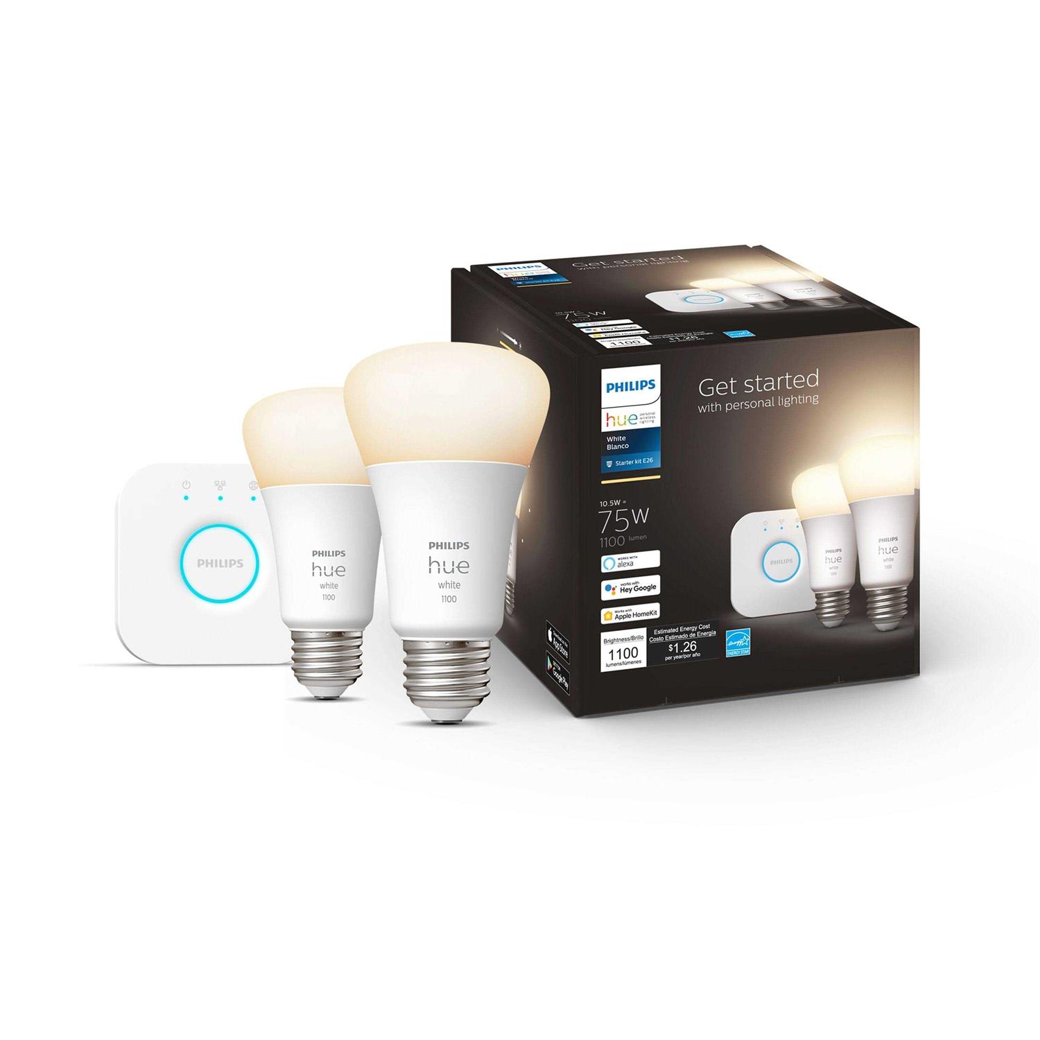 Philips Hue White & Color Ambiance A19 75W Smart LED Starter Kit - Inhomebuy