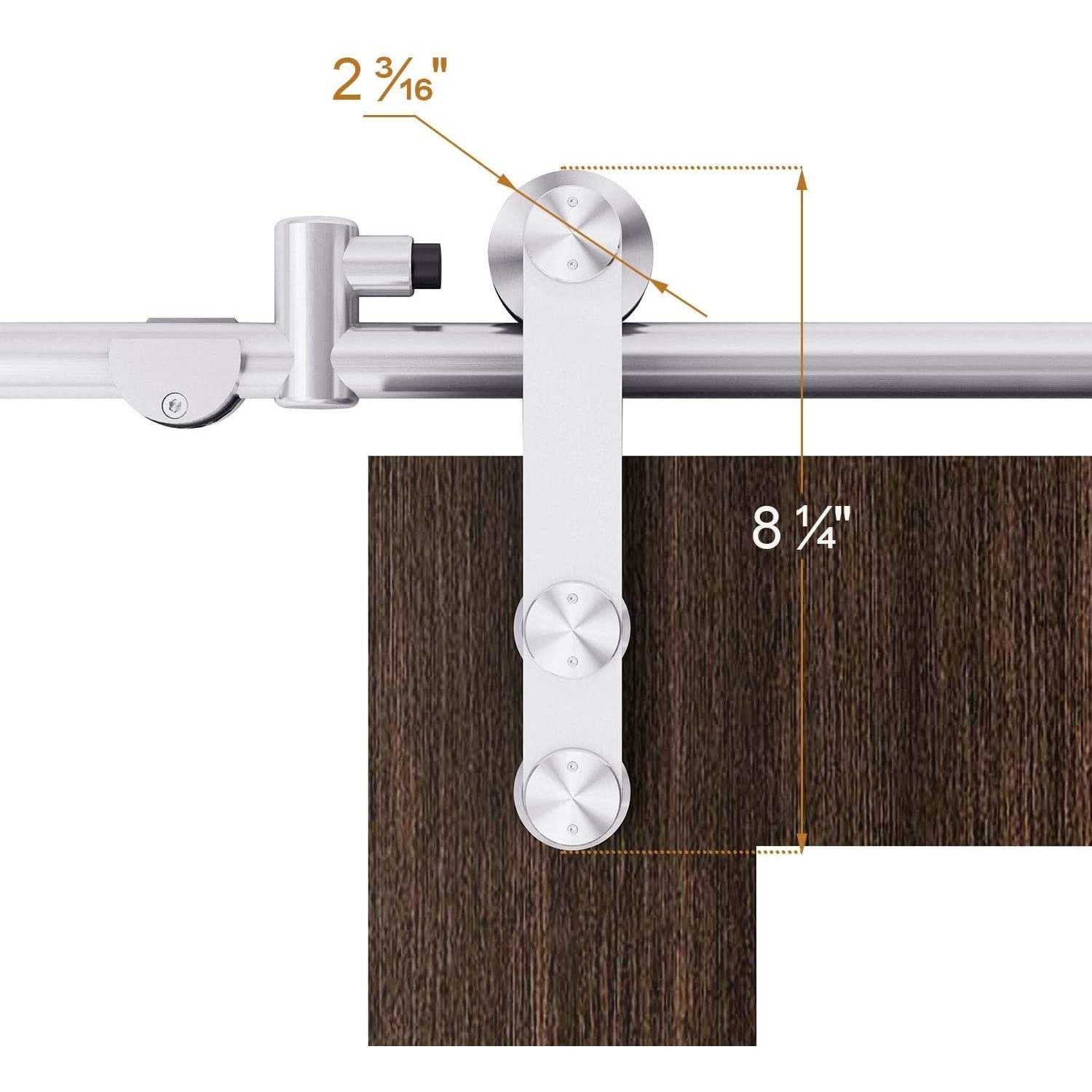 EaseLife 6.6 FT Brushed Nickel Sliding Barn Door Hardware Track Kit,Basic J Pulley,Heavy Duty,Slide Smoothly Quietly,Easy Install - Inhomebuy