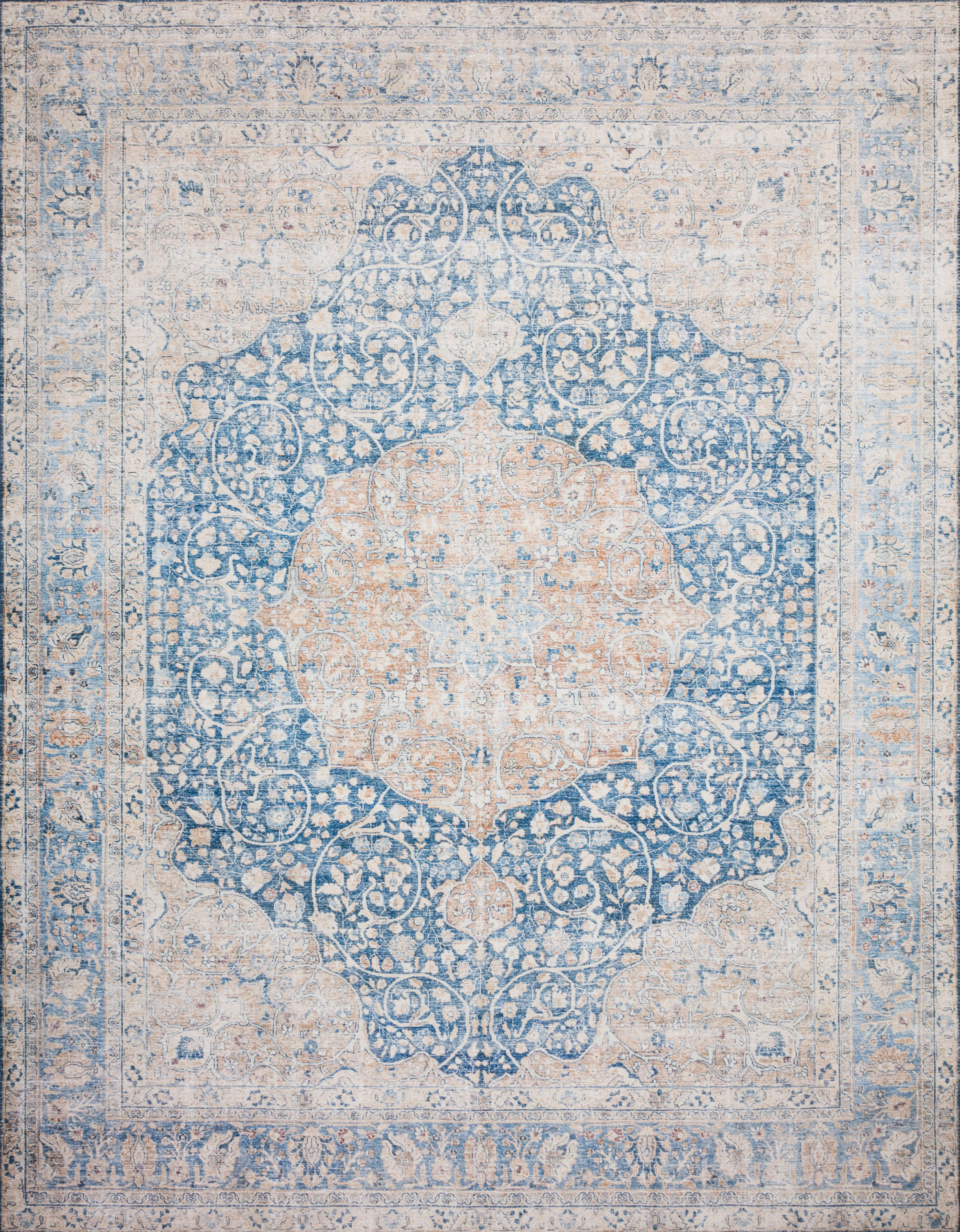 Loloi II Layla Collection Rug in Blue, Tangerine - 2'0