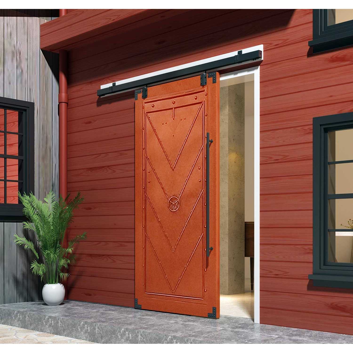 DIYHD M0083 Rail Heavy Duty Barn Hardware Interior Outside Door Sliding M0083-5FT - Inhomebuy