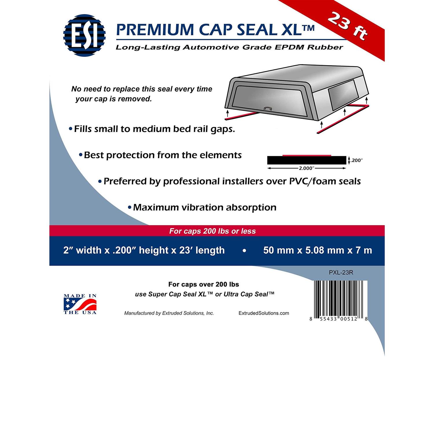 Esi Front Rail Seal Xl 5 1/2′ Epdm Rubber for Truck Capsfills a Height Gap from .488 to 1 - Inhomebuy