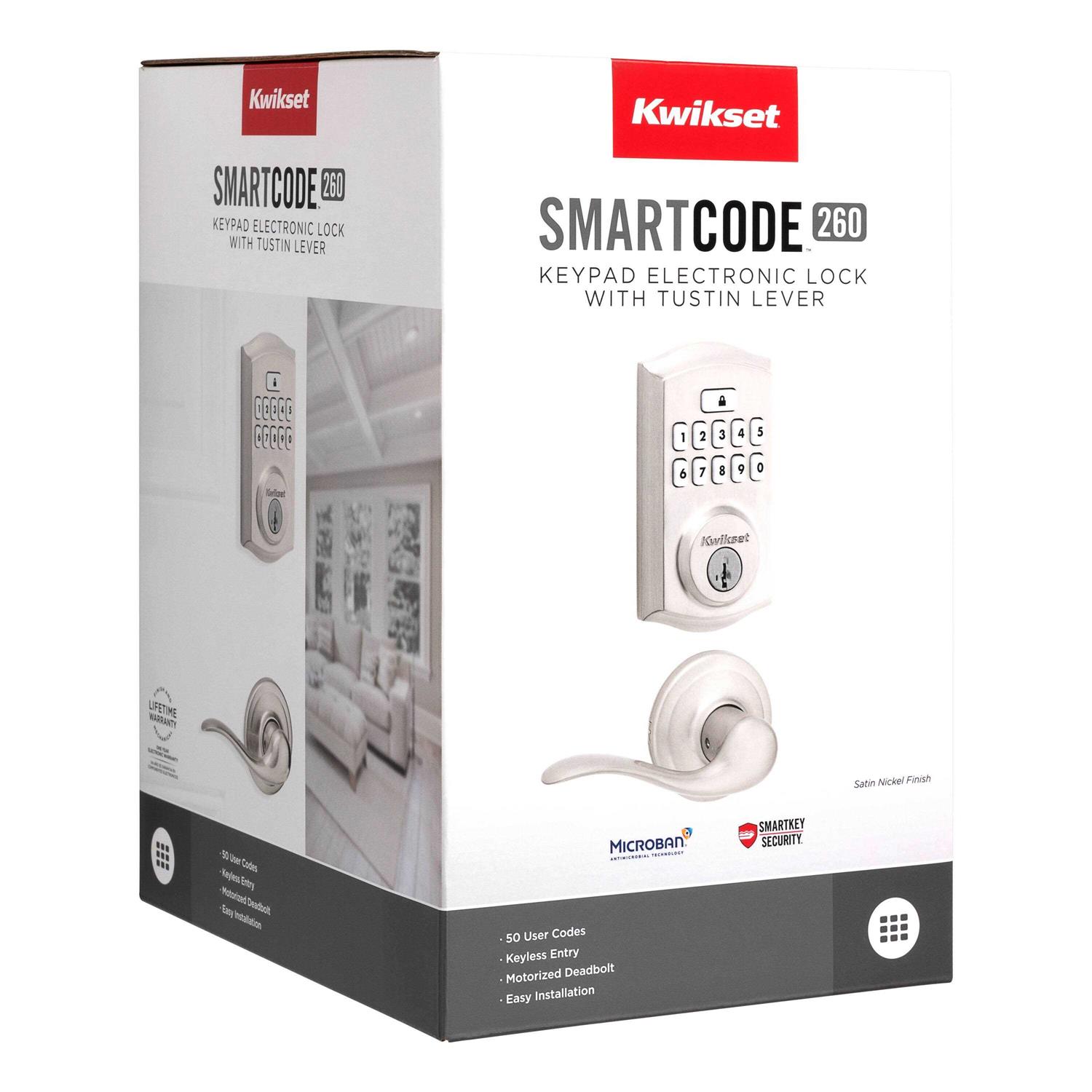 Kwikset Signature Series 270 SmartCode Satin Nickel Single Cylinder Smartkey Electronic Deadbolt Lighted Keypad | 992700-002 - Inhomebuy