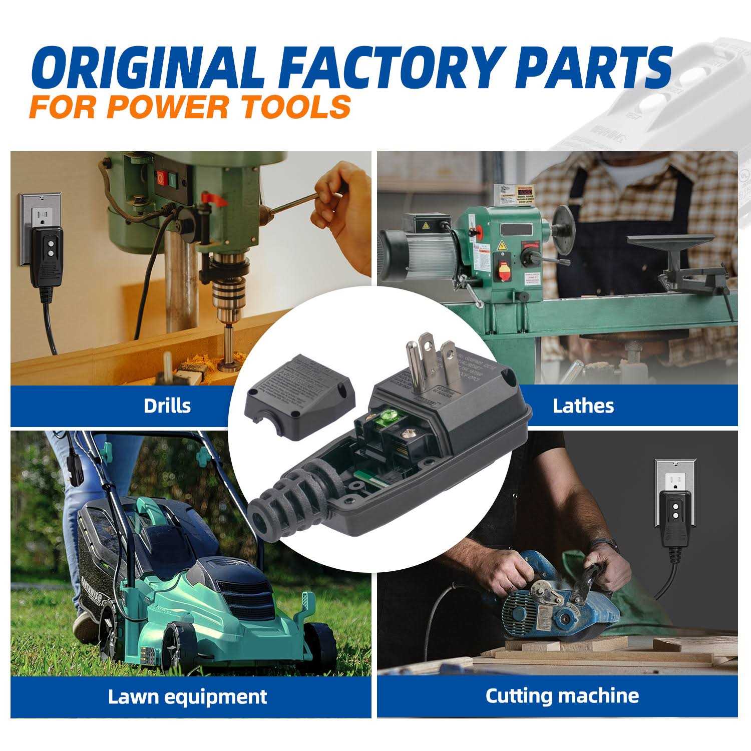 ELEGRP 4.67 in. 15 Amp Auto Reset 3 Prong Portable GFCI Replacement Right Angle Plug Assembly - Inhomebuy