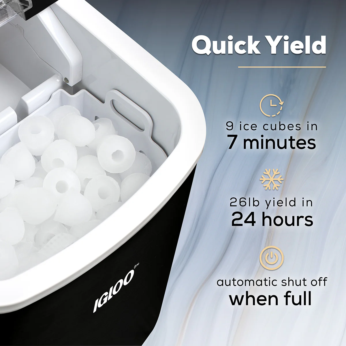 IGLOO® 26-Pound Automatic Self-Cleaning Portable Countertop Ice Maker Machine With Handle, Black - Inhomebuy