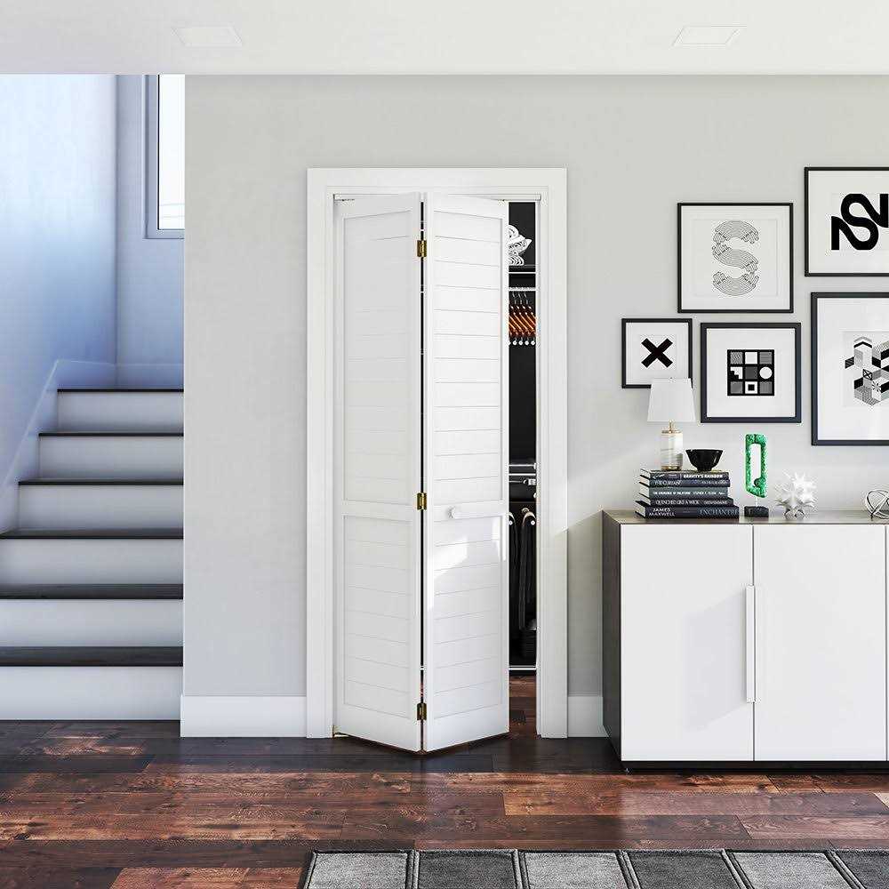 EightDoors 80 inch x Flat Louver White Prefinished Pine Wood Bifold Door with Hardware Included - Inhomebuy