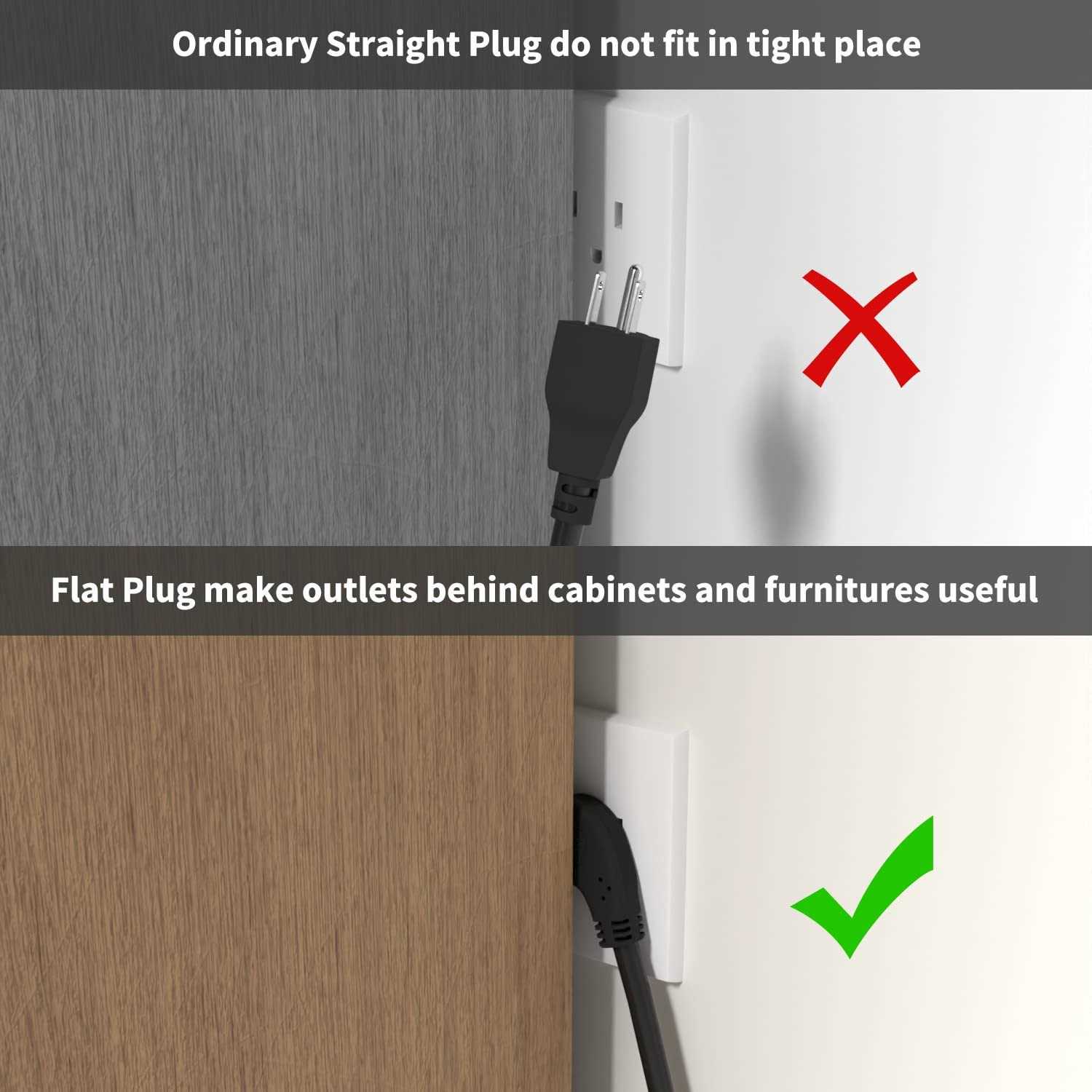 Firmerst 1875W Flat Plug Extension Cord 6 Feet 14 Awg 15A - Inhomebuy