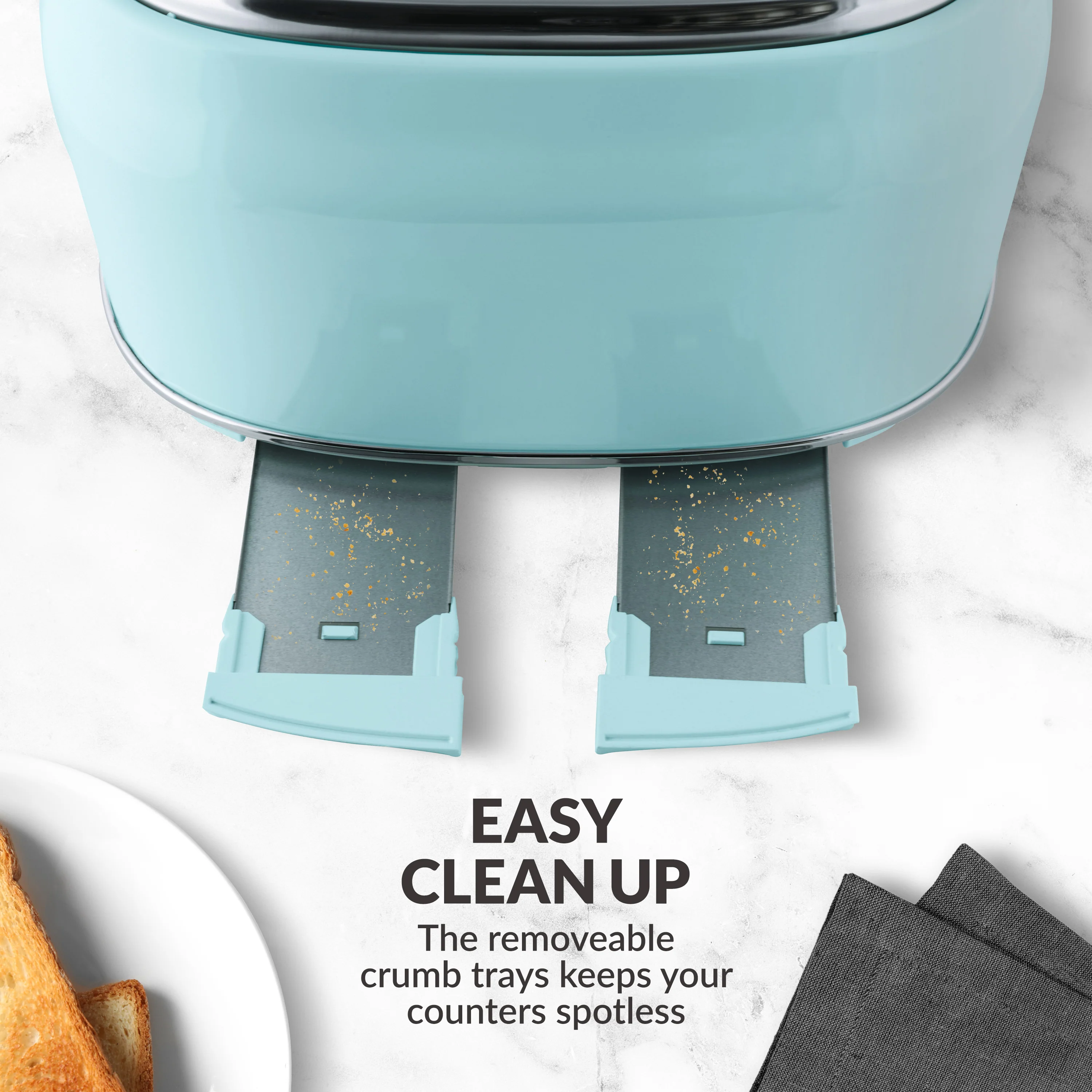 Classic Retro 4-Slice Toaster, Aqua - Inhomebuy