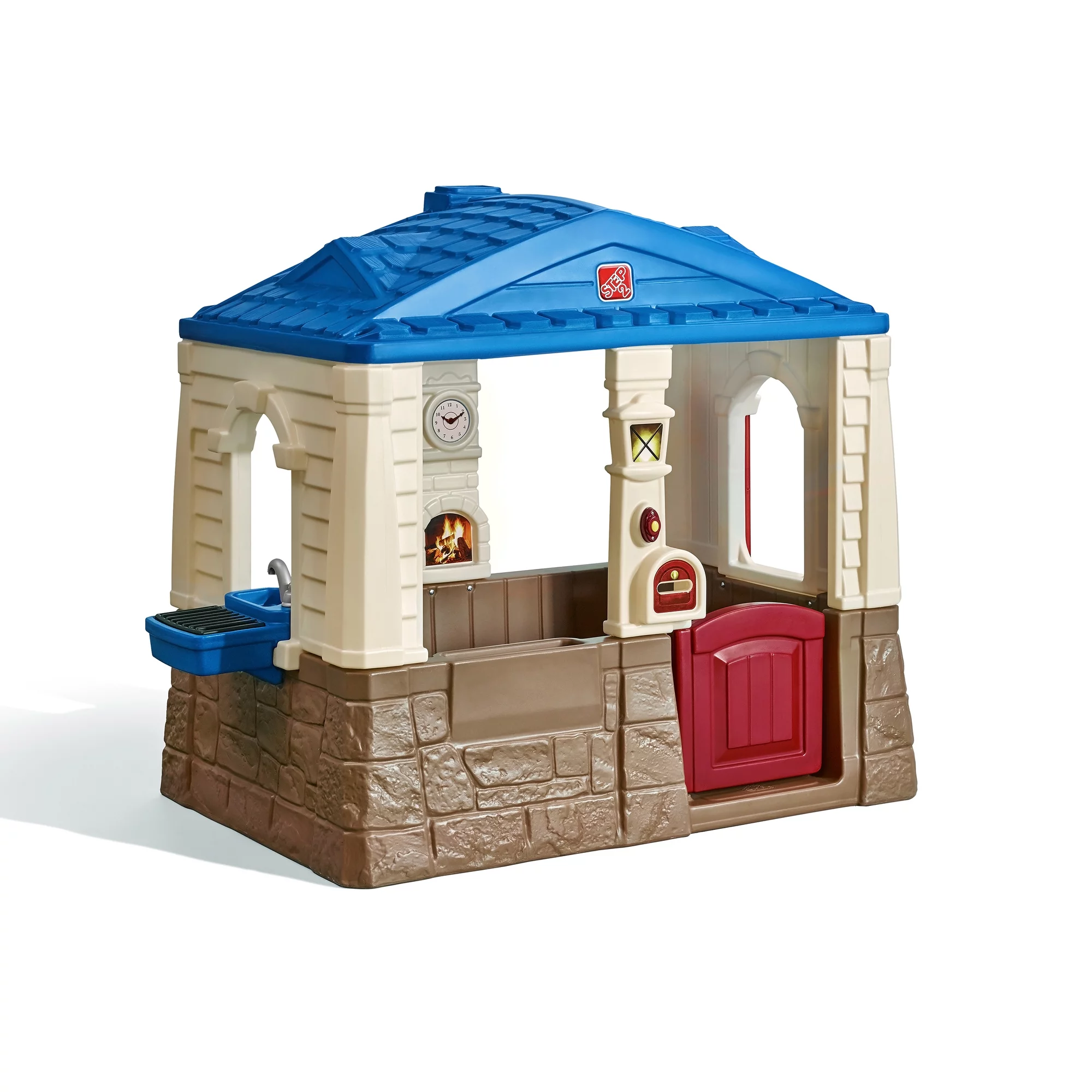 Step2 Neat & Tidy Cottage II Brown Playhouse Plastic Kids Outdoor Toy - Inhomebuy