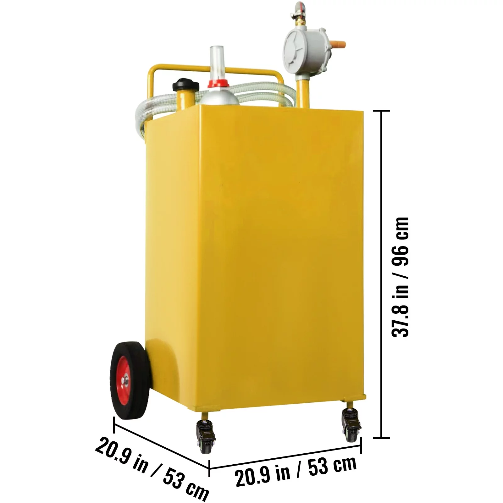 BENTISM Fuel Caddy, 30 Gallon, Gas Storage Tank & 2 Wheels, with Manuel Transfer Pump, Gasoline Diesel Fuel Container for Cars, Lawn Mowers, ATVs, Boats, More, Yellow - Inhomebuy