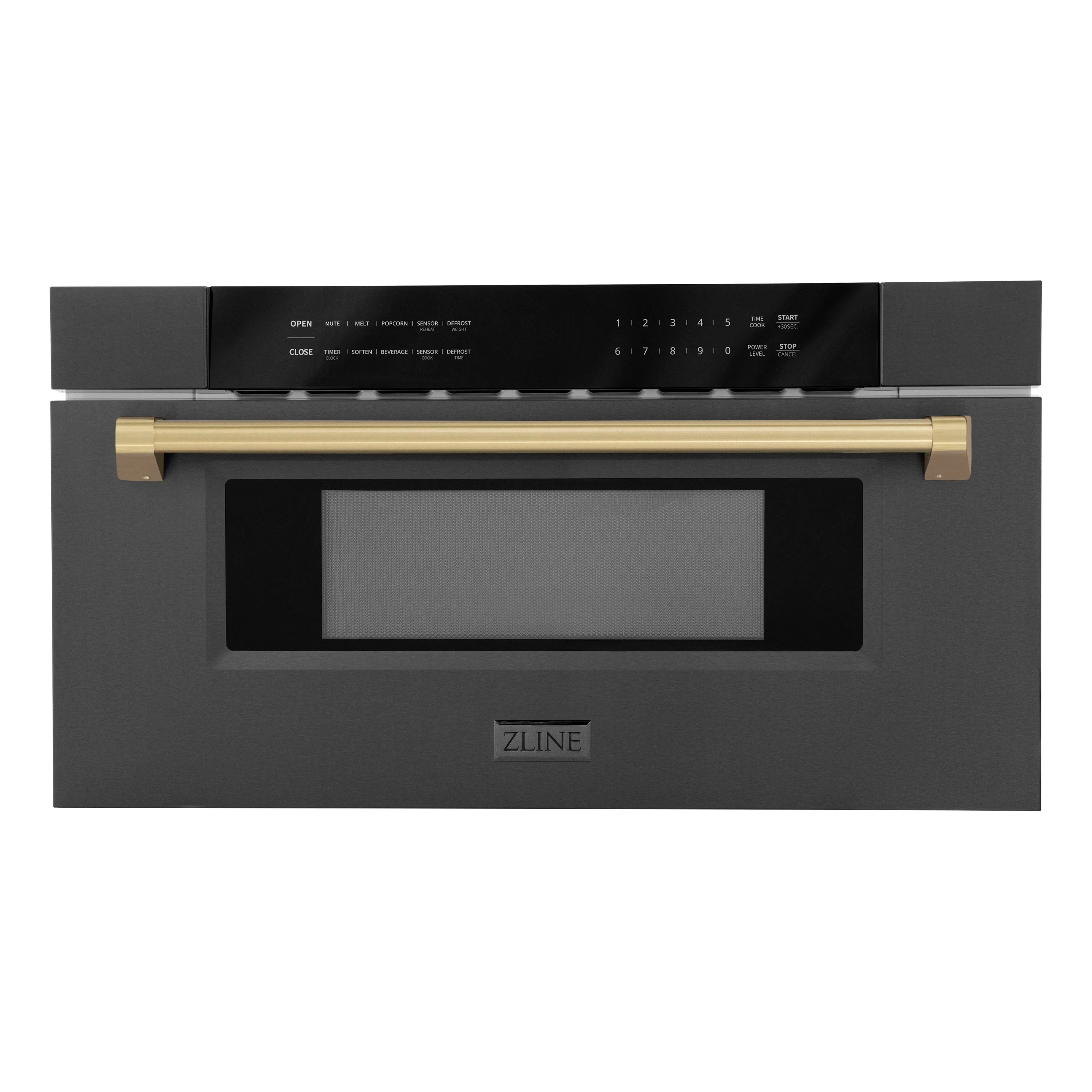ZLINE Autograph 30 In. 1.2 cu. ft. Built-In Microwave Drawer In Black Stainless Steel with Champagne Bronze Accents, MWDZ-30-BS-CB - Inhomebuy