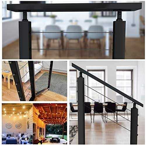 MUZATA 1/8 Black Wire Rope T316 Stainless Steel Marine Grade for Indoor Interior Cable Railing Aircraft Stair Deck Fencing 7×7 Strand DIY - Inhomebuy