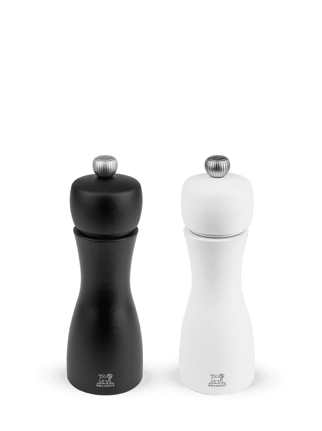 Peugeot Tahiti Duo Pepper and Salt Mill in Wood Matte Black and White 15 cm - 6in - Inhomebuy
