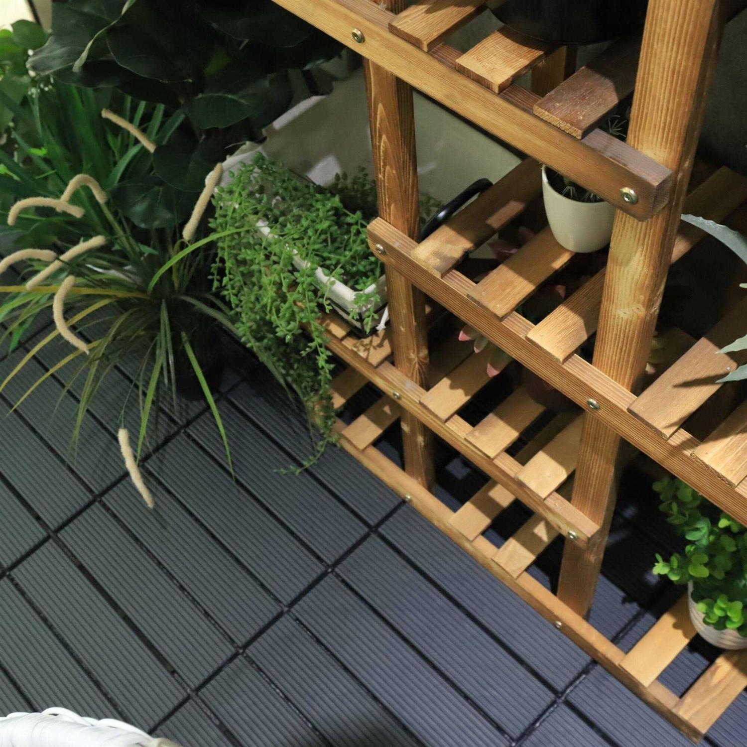 Courtyard 11.8 x 11.8 Stone Interlocking Deck Tiles in Gray Courtyard Casual Furniture - Inhomebuy