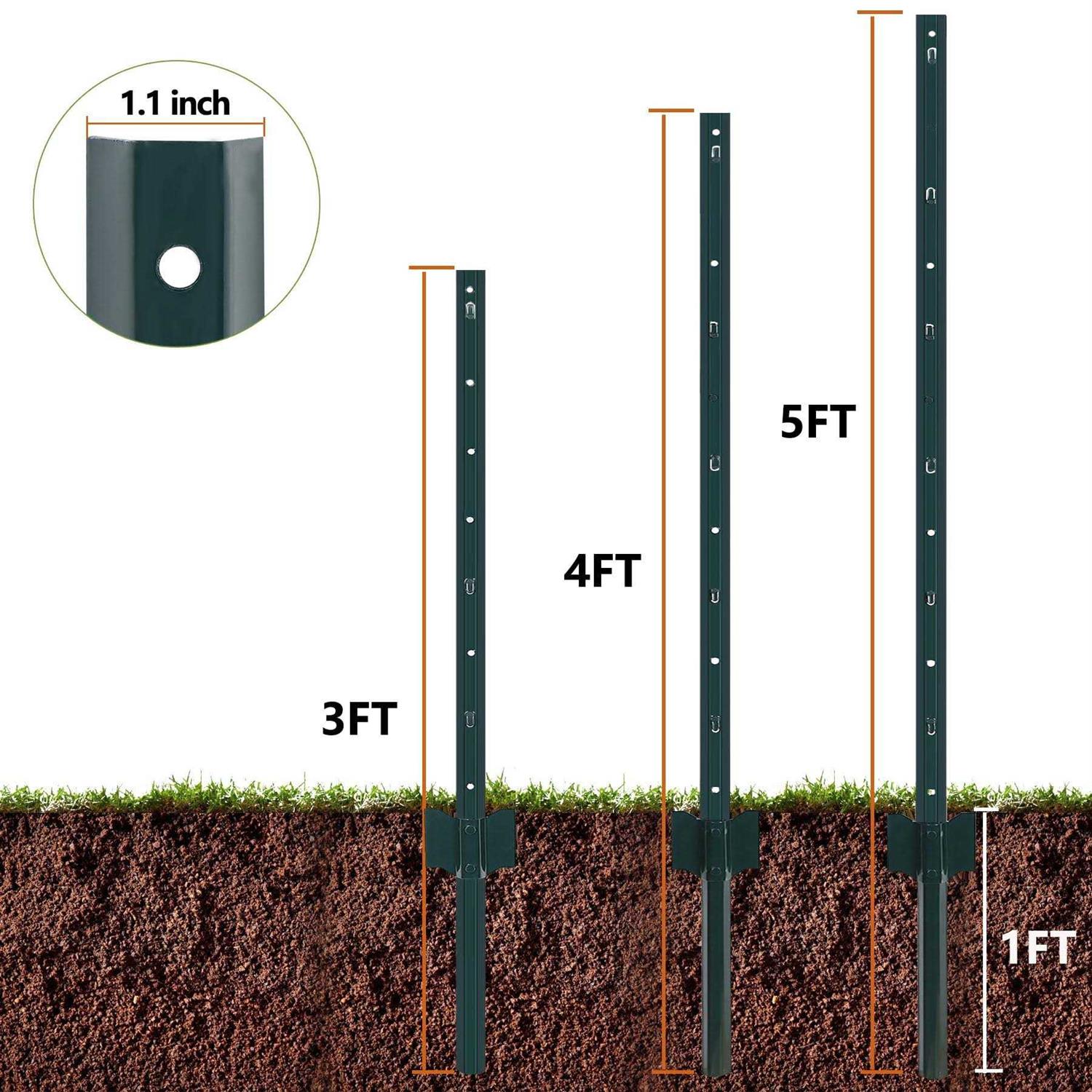 Toriexon 10 Packs Fence Posts Heavy Duty Metal Fence Post with U-channel - Inhomebuy