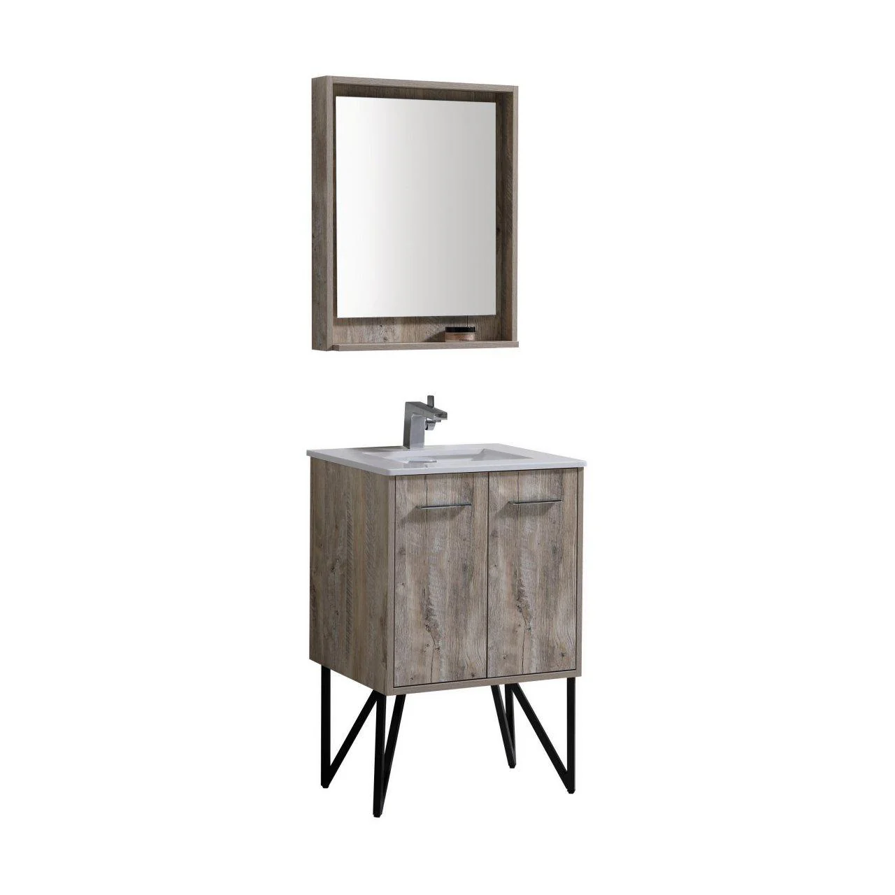 KubeBath Bosco 24 in. Modern Bathroom Vanity w/ White Countertop, KB24NW - Inhomebuy