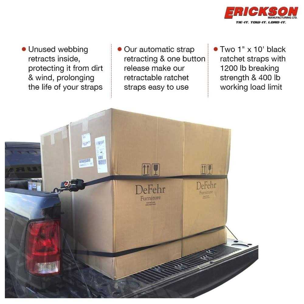 Erickson Retractable Ratchet Tie-Down Straps - Inhomebuy