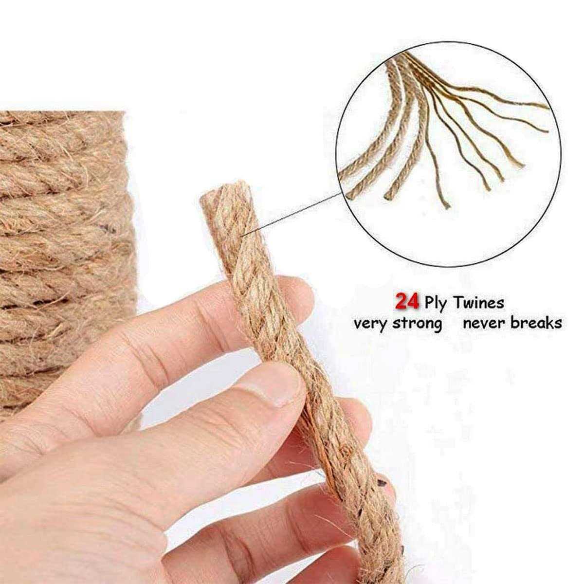 Natural Jute Rope Hemp Rope Strong Jute Twine for Crafts Gardening Hammock Decorating - Inhomebuy