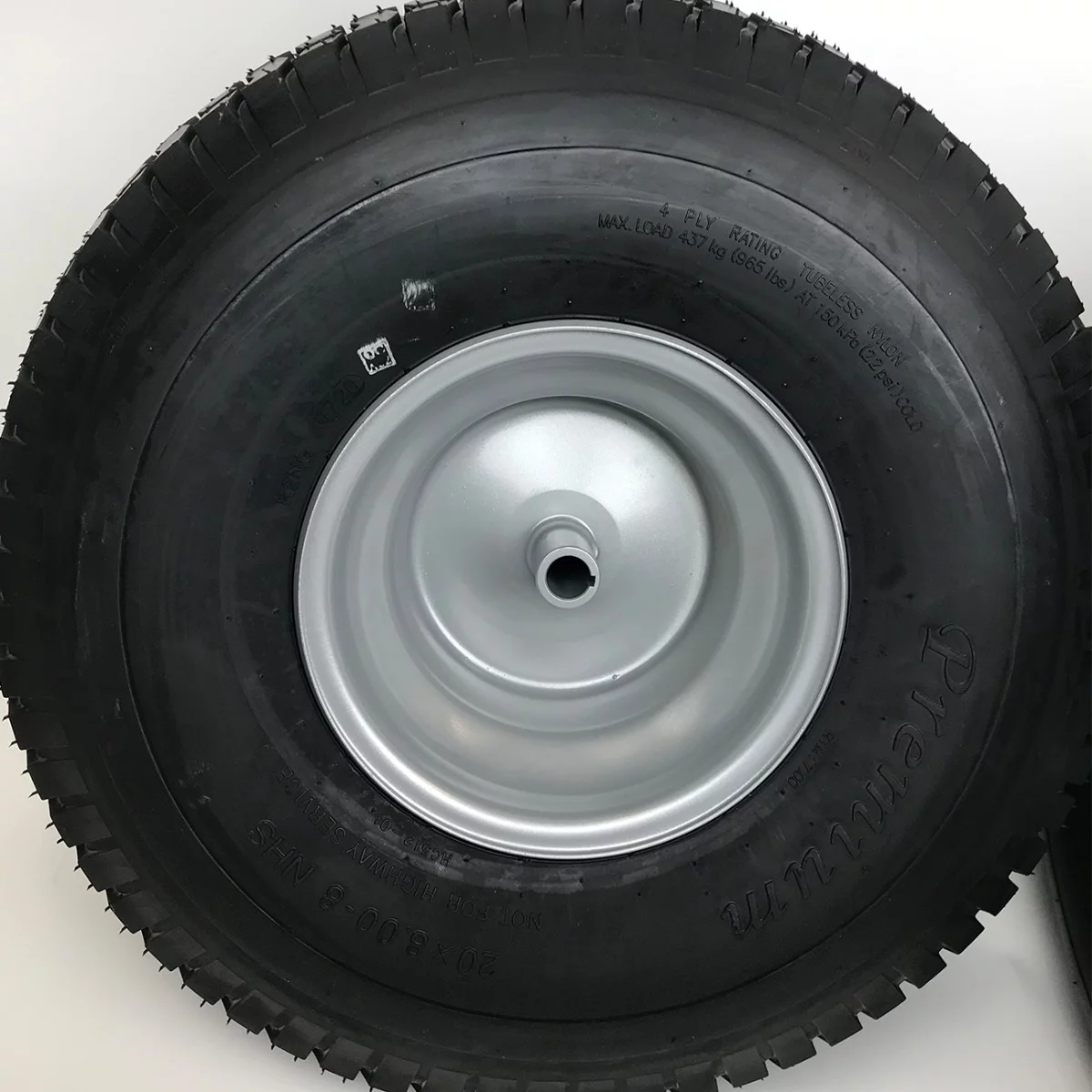 Set of 2 - Silver 20x8.00-8 Lawn Mower Tire and Rim - Fits on 3/4 Inch Axle - Inhomebuy