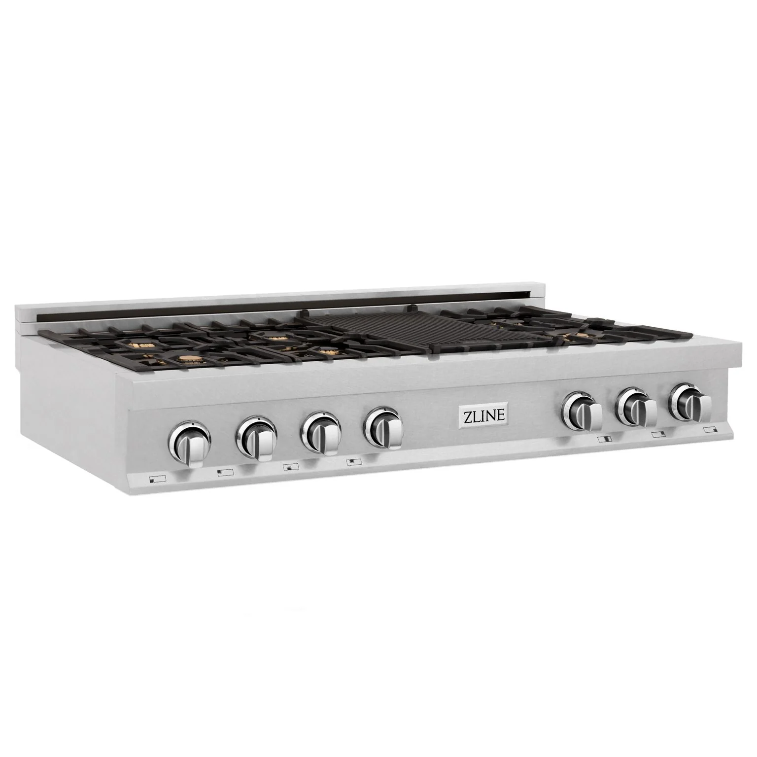 ZLINE 48 in. Rangetop in DuraSnow® Stainless Steel with 7 Gas Brass Burners, RTS-BR-48 - Inhomebuy