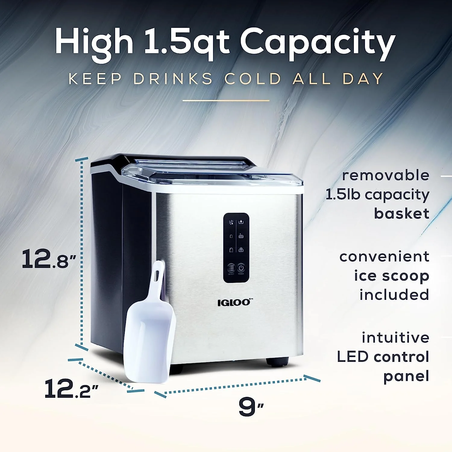 Igloo Automatic Self-Cleaning 26-Pound Ice Maker, Stainless - Inhomebuy
